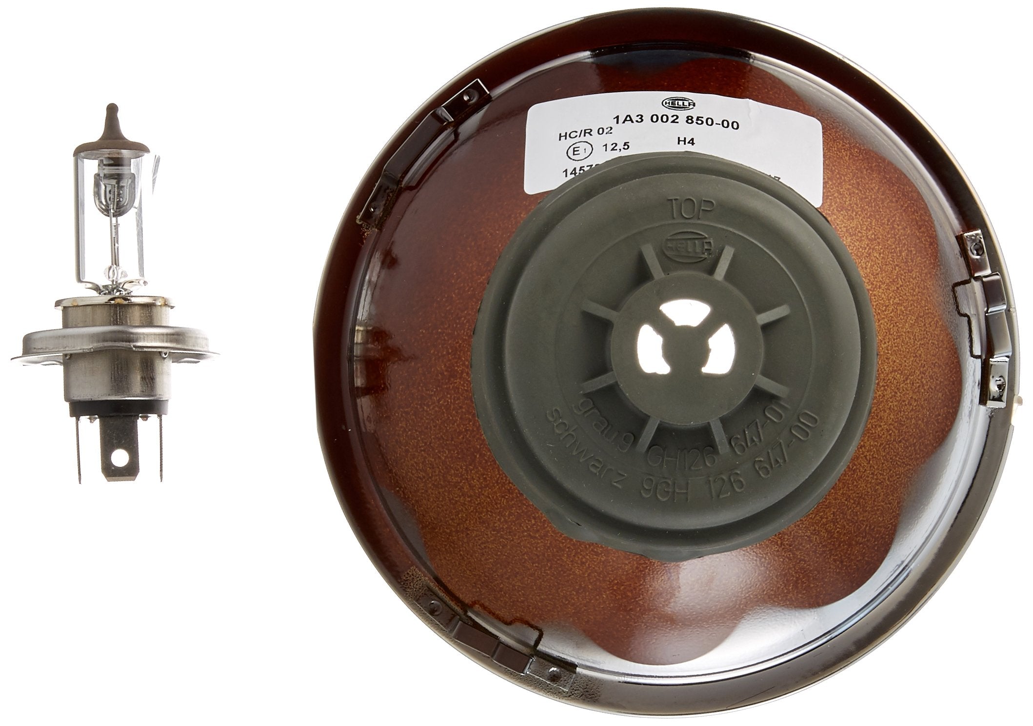 HELLA Convex Headlamp Off-Road H4, Model 002850871, 5-3/4 Inch Size
