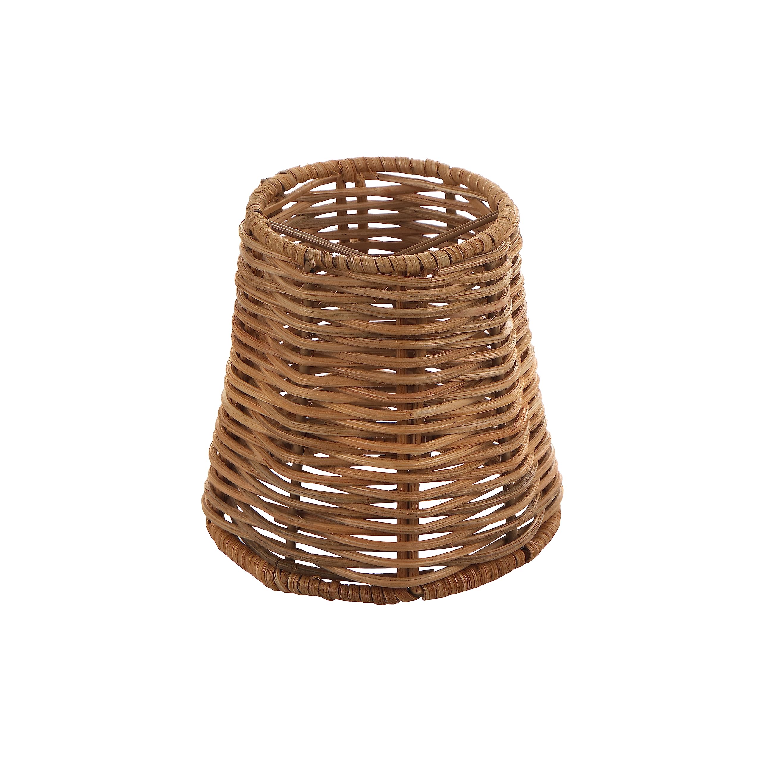 Aspen Creative 51007 Empire Clip-On Chandelier Lamp Shade, Natural Rattan, 3 Top x 4 Bottom x 4 Slant Height