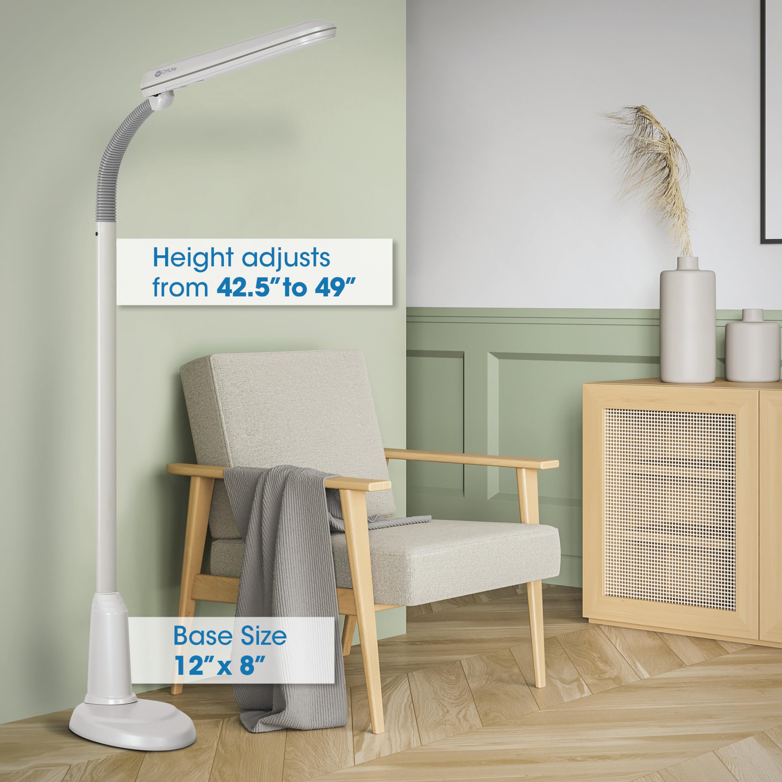 OttLite Standing Floor Lamp - Adjustable Neck, 24w Compact Fluorescent, Off-White, Large, Model L24554-SHPR for Home & Office