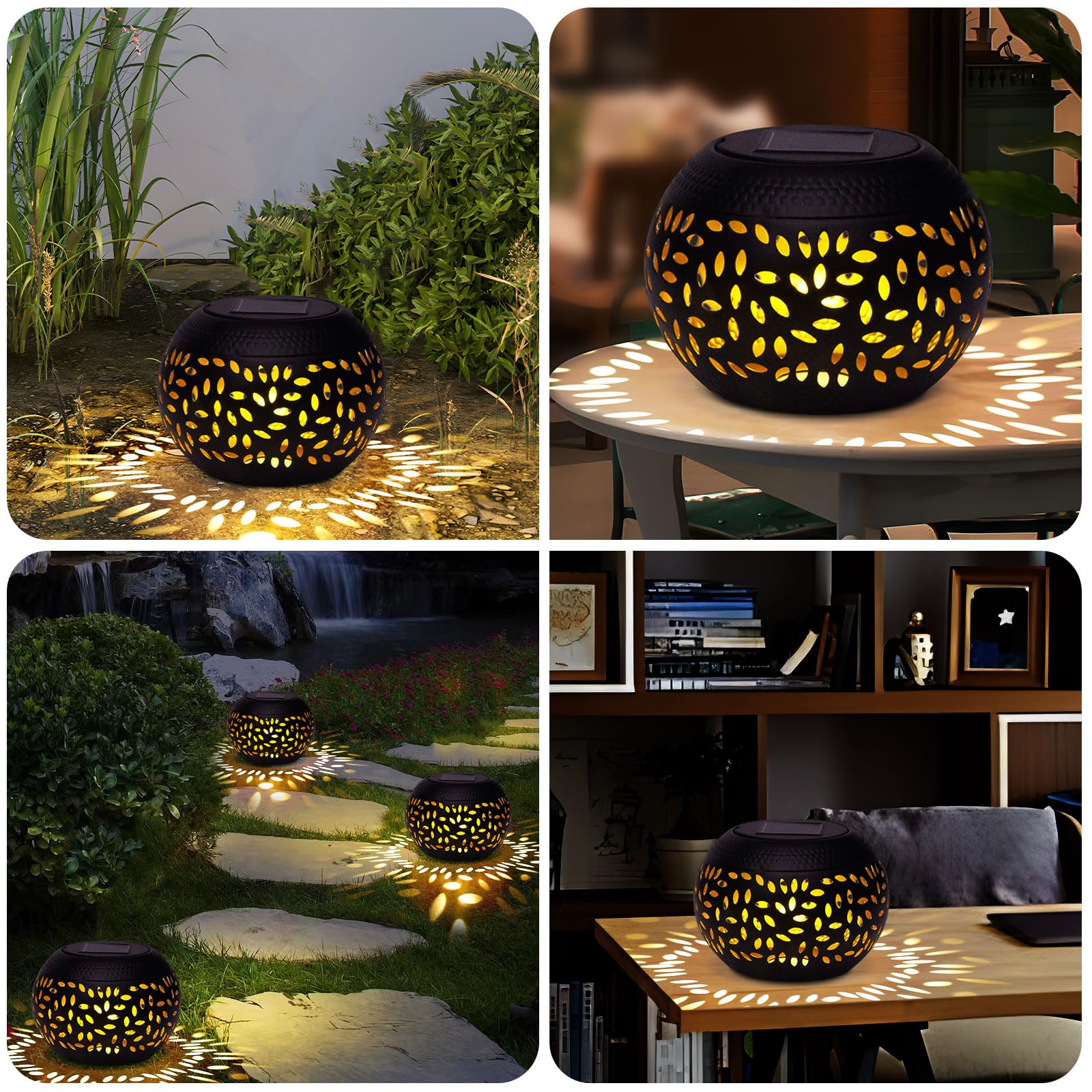 Solar Lanterns Waterproof Outdoor - 2 Pack Hollow Out Retro Metal Solar Lights, Unique Gardening Gifts For Women Mom, Outside Ga