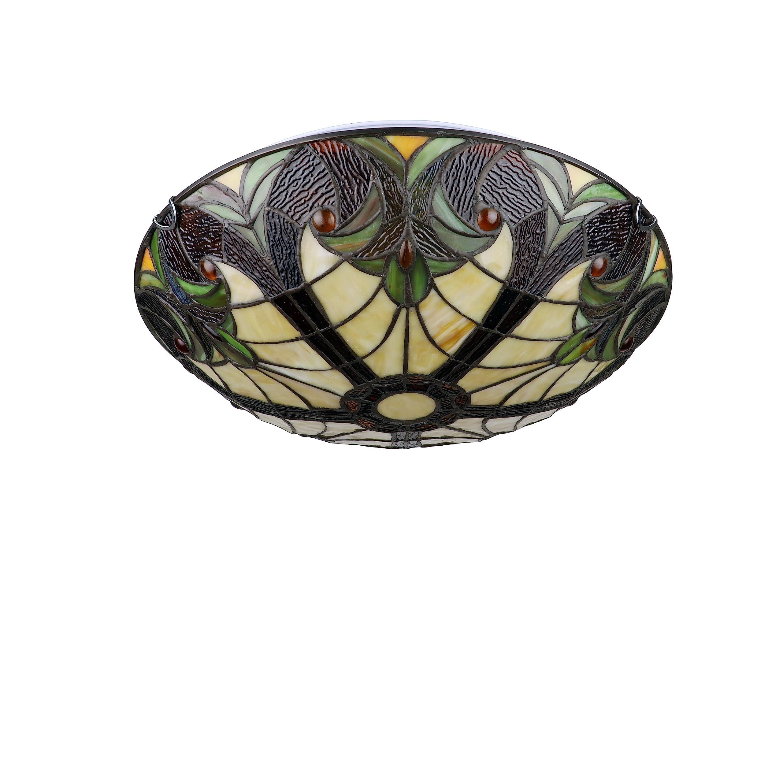 Chloe Lighting Liaison 3-Light Ceiling Flush Fixture, 16in Wide, Stained Glass, Model CH18780VI16-CF3