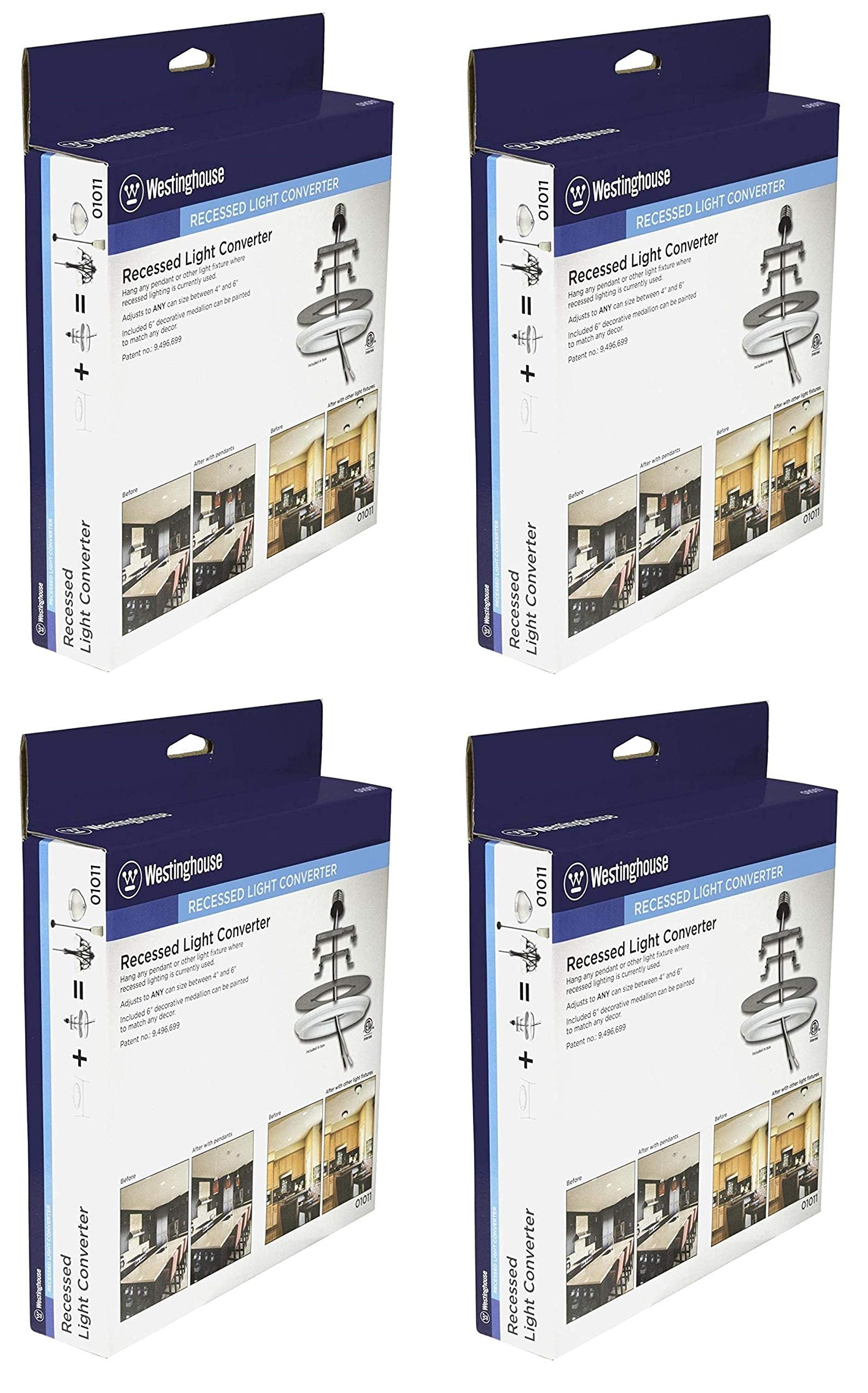 Westinghouse Recessed Light Converter 4 Pack, Model 0101100, White, Plastic