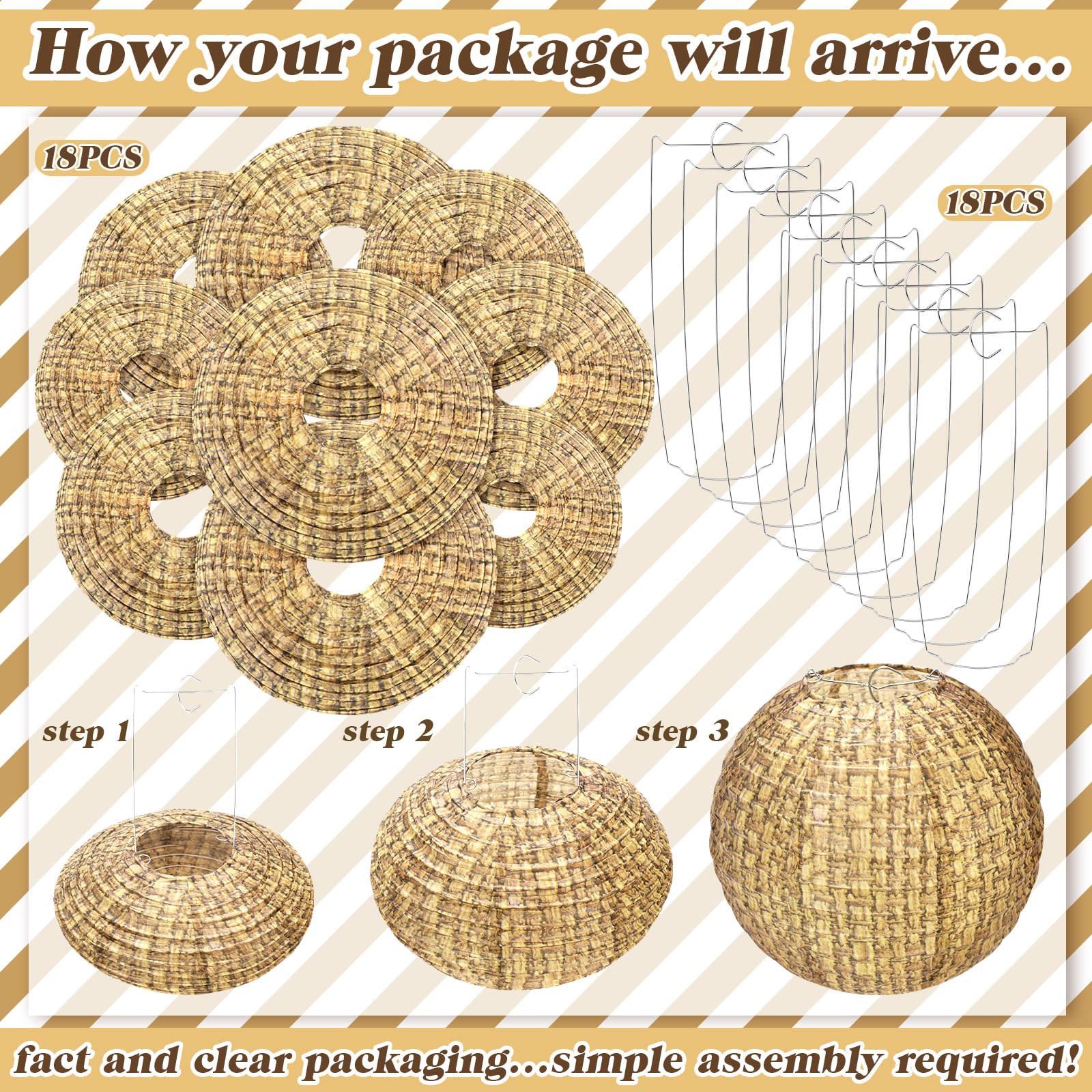 Qeeenar 18 Pcs Print Burlap Paper Lanterns 8 10 12 Inch Chinese Decorative Paper Lantern Boho Paper Lanterns Hanging Classroom F