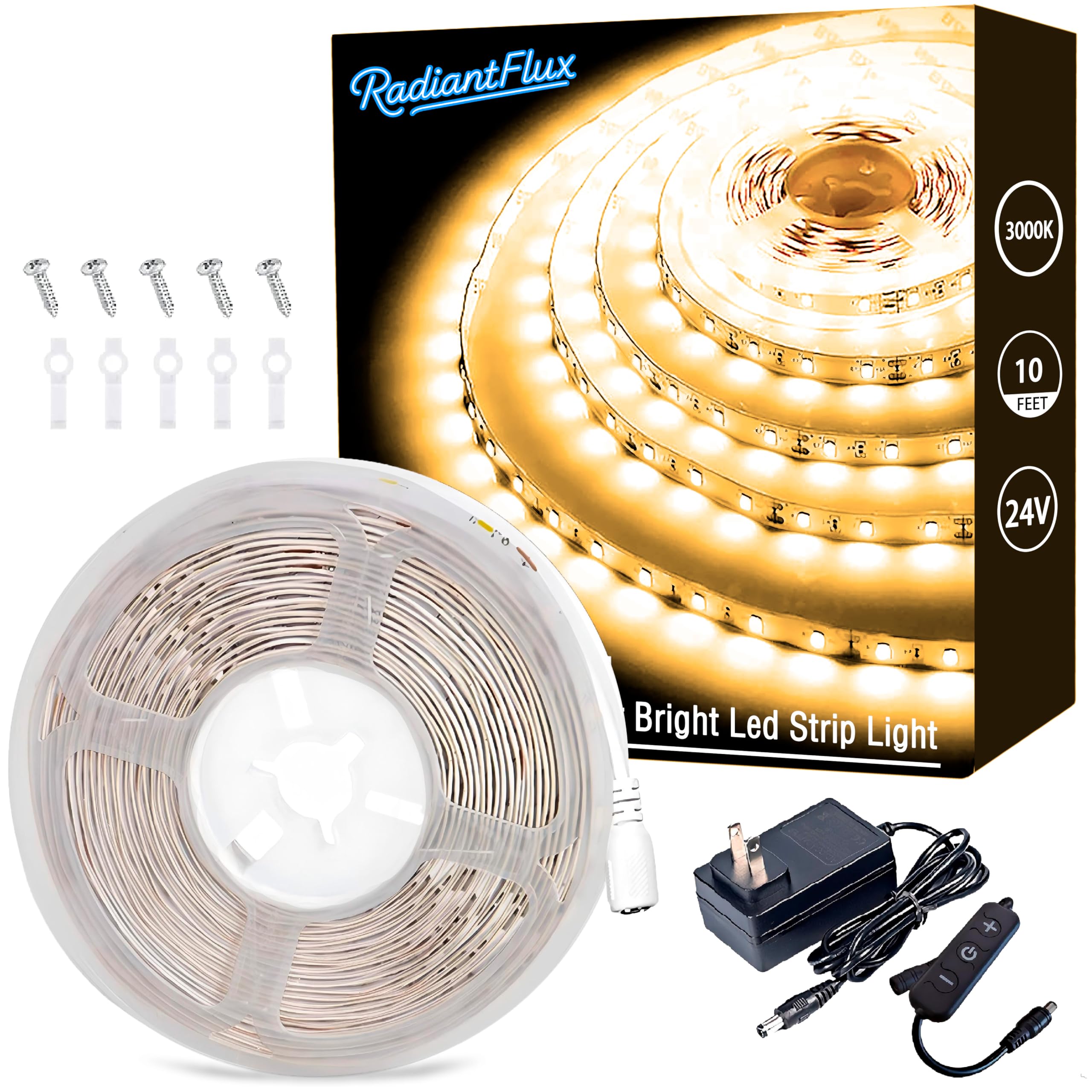Radiantflux 30Ft Warm White Led Strip Lights For Living Room  Home Decor  540 Leds  Dimmable  Super Bright Flexible Led Light Strips For Bedroom  Kitchen  Vanity Mirror  House Warming Gifts New Home