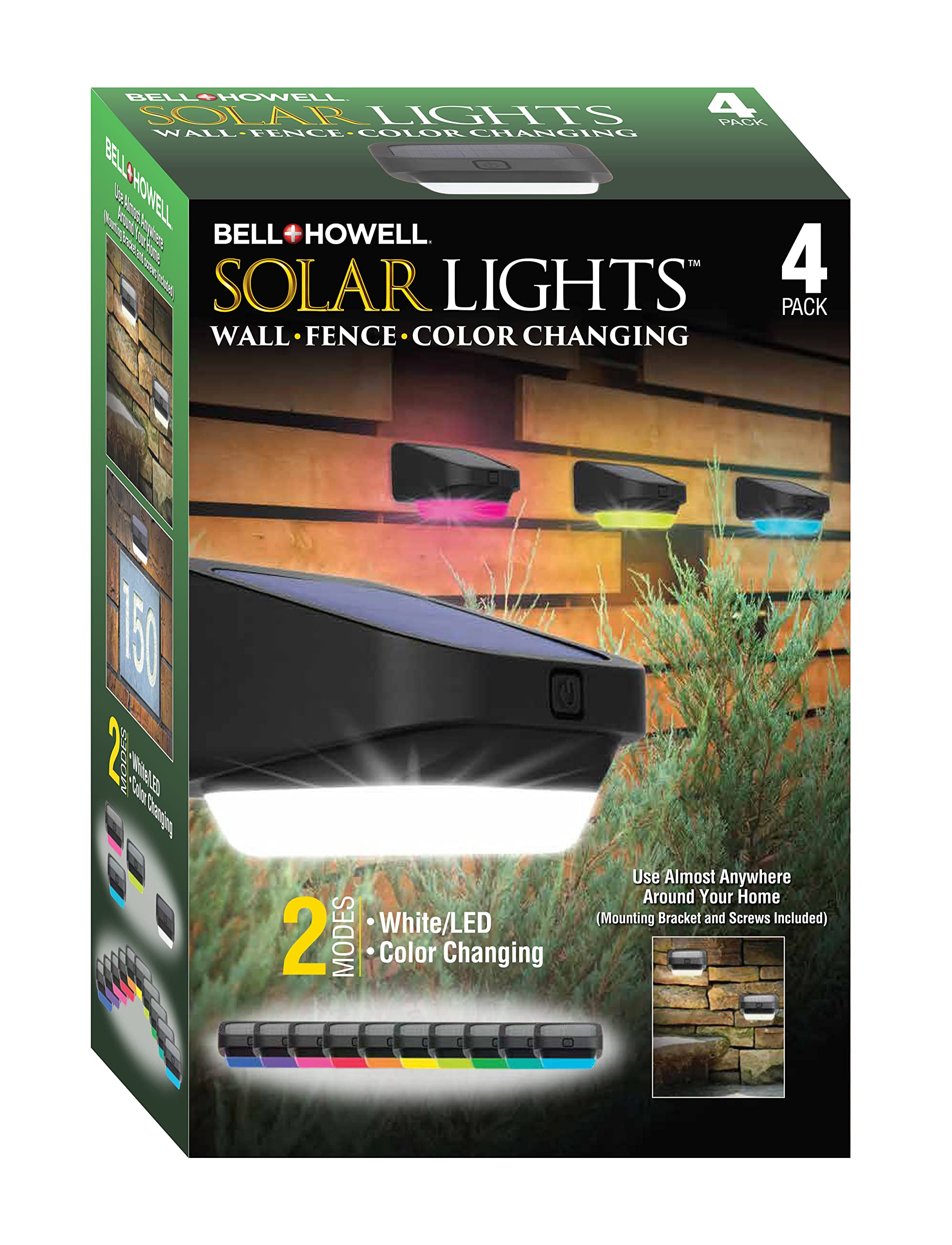 Bell+Howell Solar Deck Fence Lights Outdoor Step Light Waterproof Solar Fence Lights for Patio, Stairs, Pathway, Porch, Driveway