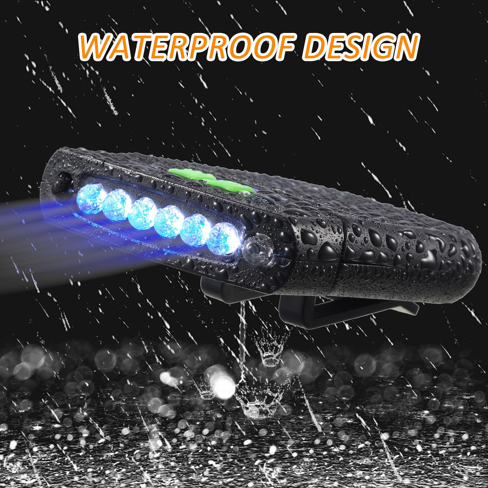 Mudder LED Clip-on Cap Lights, USB Rechargeable, Waterproof, Black, Model Mudder-QWE846, Ultra Bright Hat Flashlight for Fishing & Camping