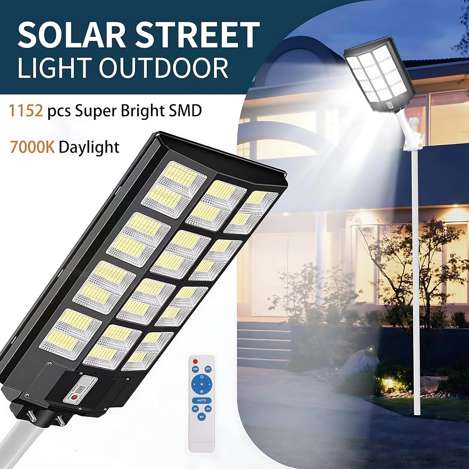 Qoeudd 2 Pack Solar Street Lights, 12000W Ip66 Waterproof, 600000Lm Dusk To Dawn Flood Light For Garden, Courtyard, Yard