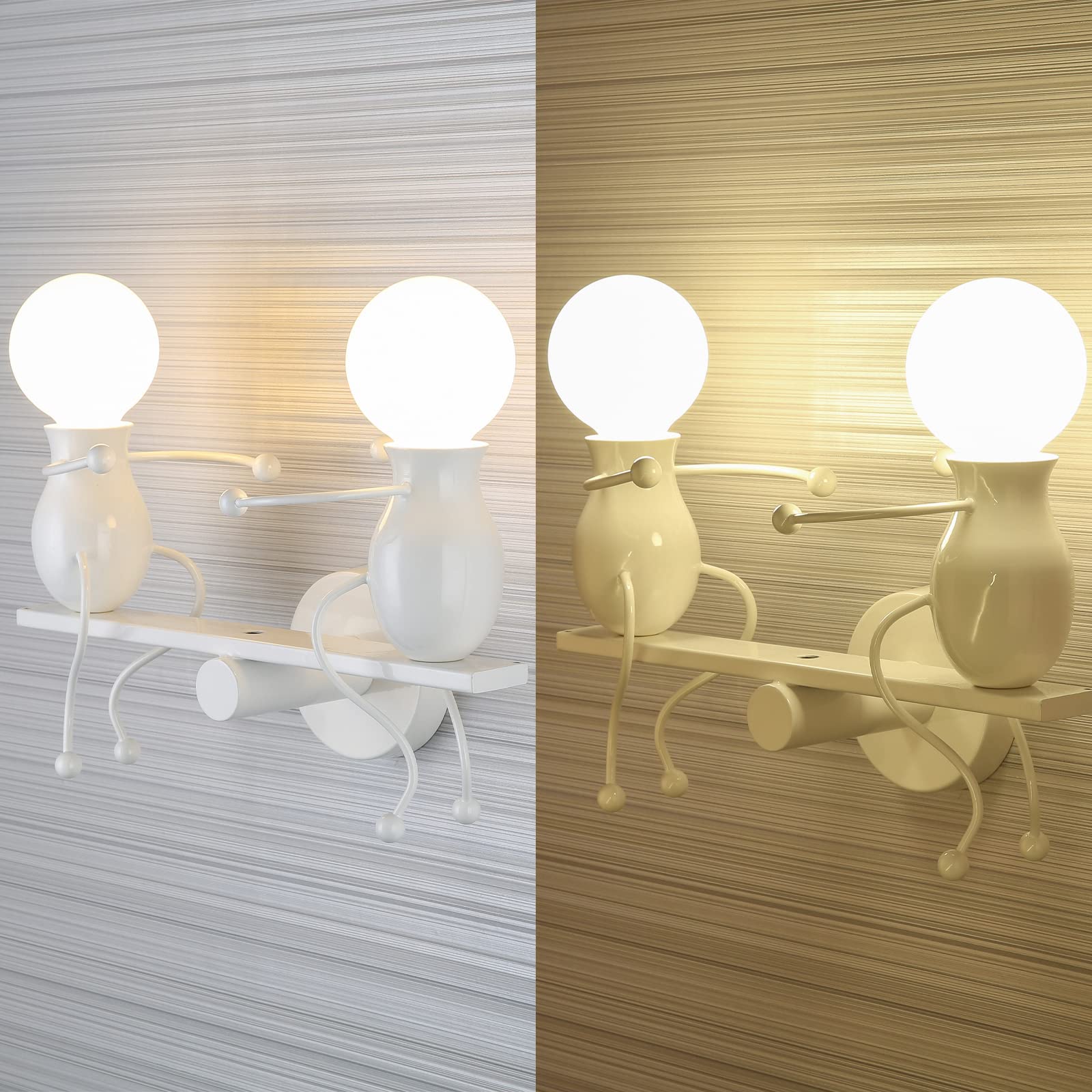 SOUTHPO LED Metal Wall Light Fixture - Seesaw Double Wall Lamp, White, Modern Children Cartoon Design