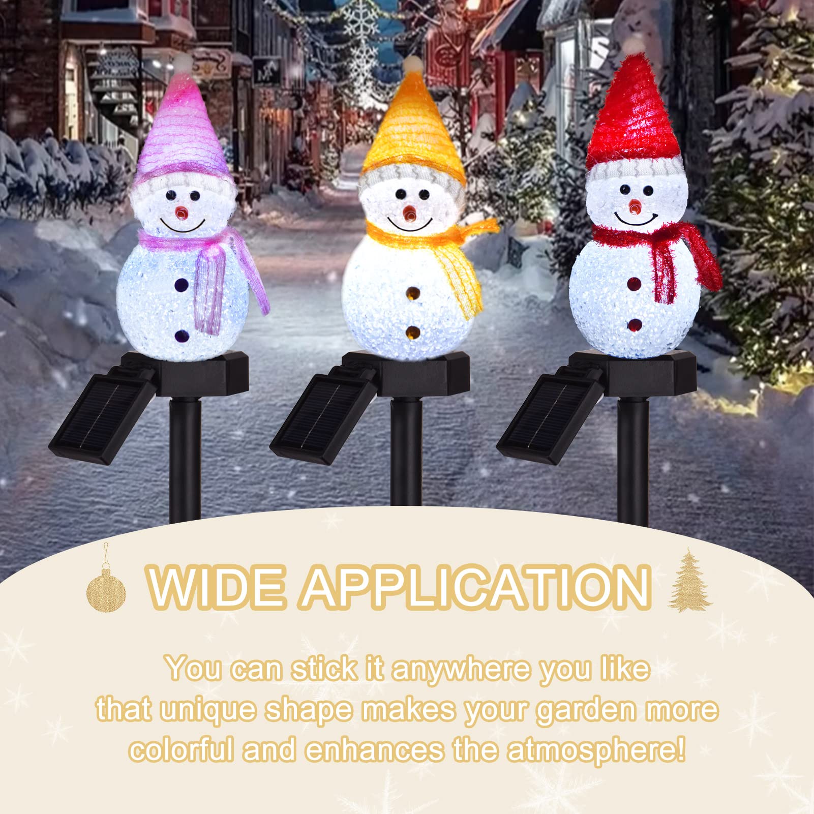 3-Pack Solar Snowman Christmas Pathway Lights, Snowman Lights With Stake Outdoor Waterproof, Outdoor Decorative Lights For Garde