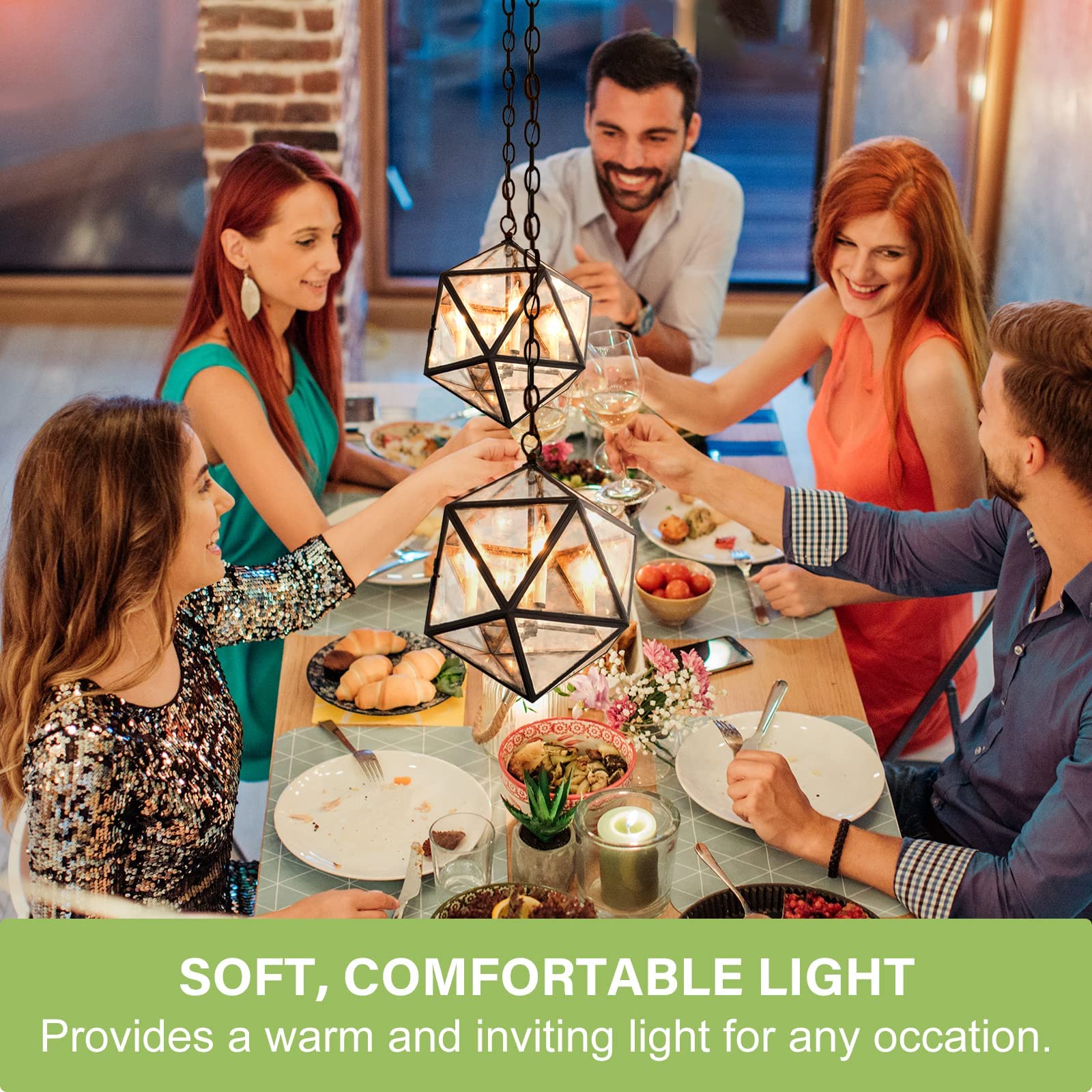 Sigalux E12 Candelabra Bulbs, 40W, Dimmable, CA10 Flame Tip, 2700K Soft White, 48 Pack