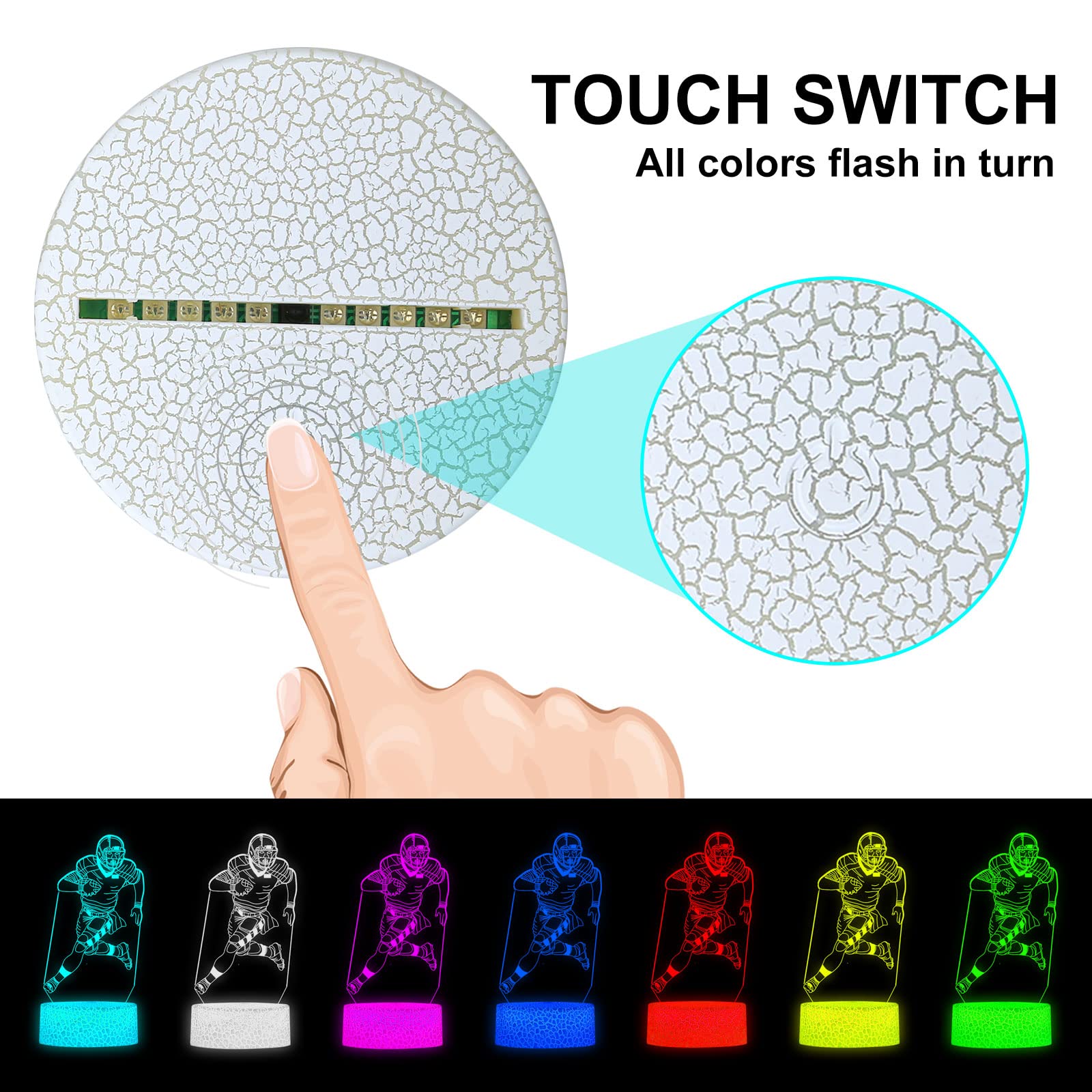 Shanjianke 3D Night Light Touch Control - 7 Colors Auto Gradient Night Light,Kids Night Light Suitable For Home Outdoor Decorati