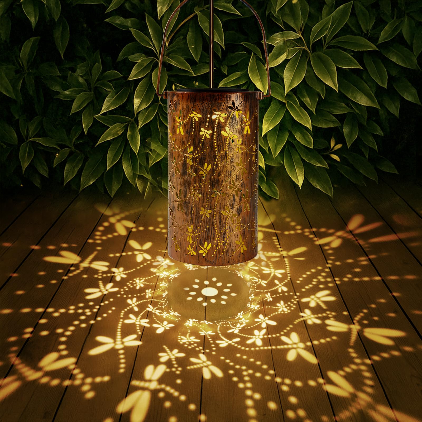 Morpholife Dragonfly Solar Lantern, Waterproof LED Garden Light, 7.1 inch, Metal, Model LD-0137QT, Outdoor Decorative Lighting for Patio and Porch