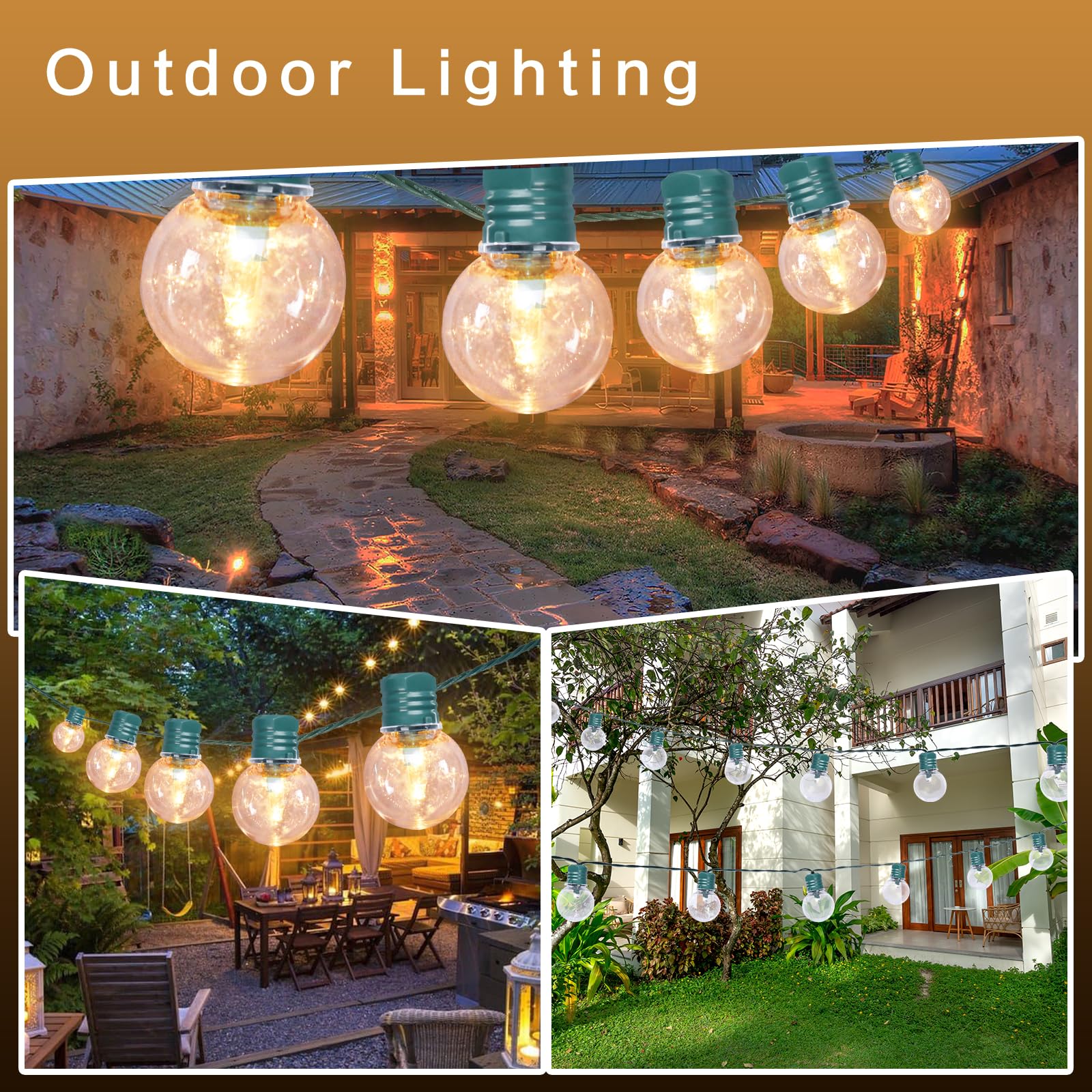 Afirst Led Outdoor String Lights Waterproof With 100 Bulbs, 34Ft Patio Lights For Garden Backyard Porch Holiday (Green)