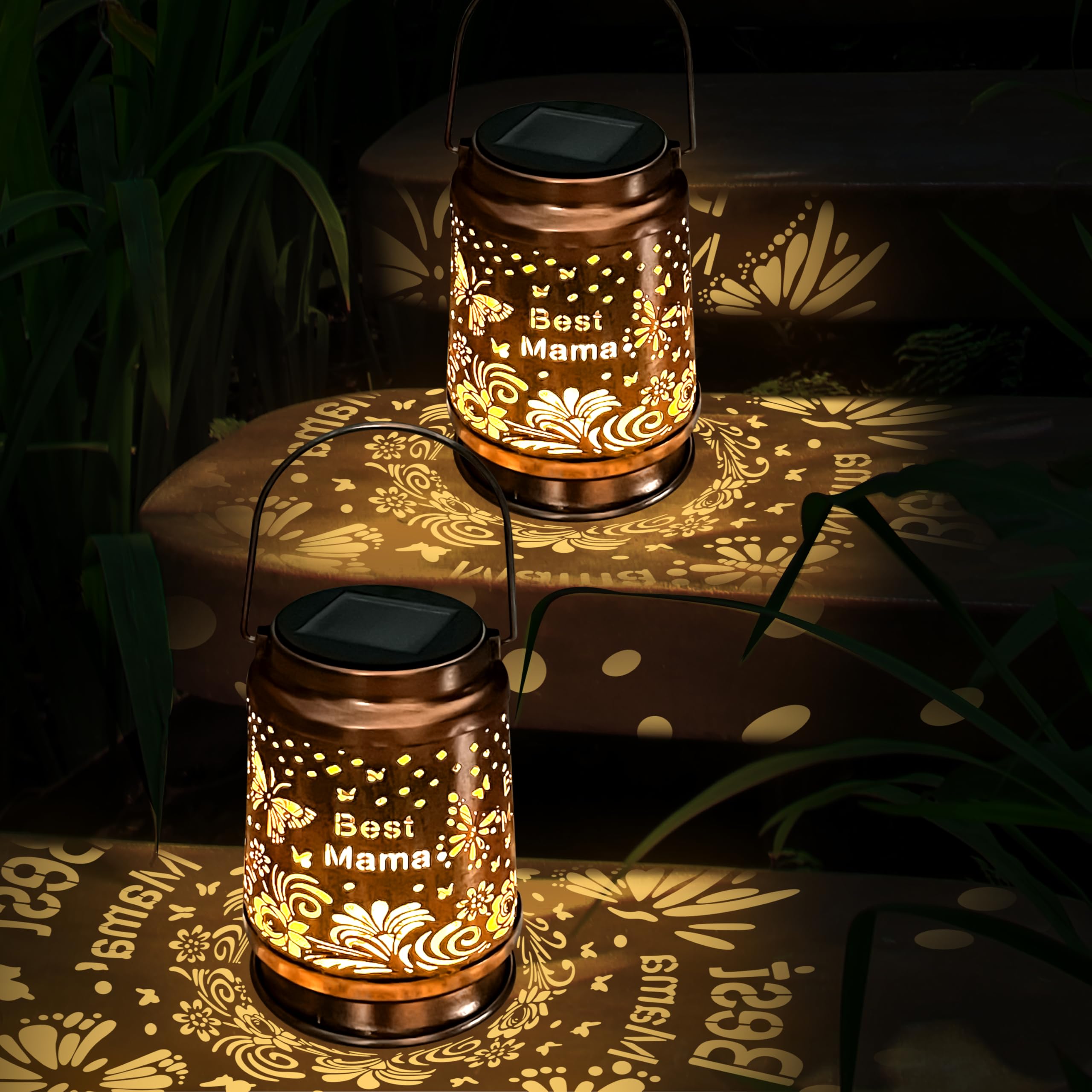 Ky&Bosam Butterfly Solar Lanterns Outdoor Waterproof Hanging Solar Lights Gifts For Women Mom Grandma Metal Bird Decorative Led