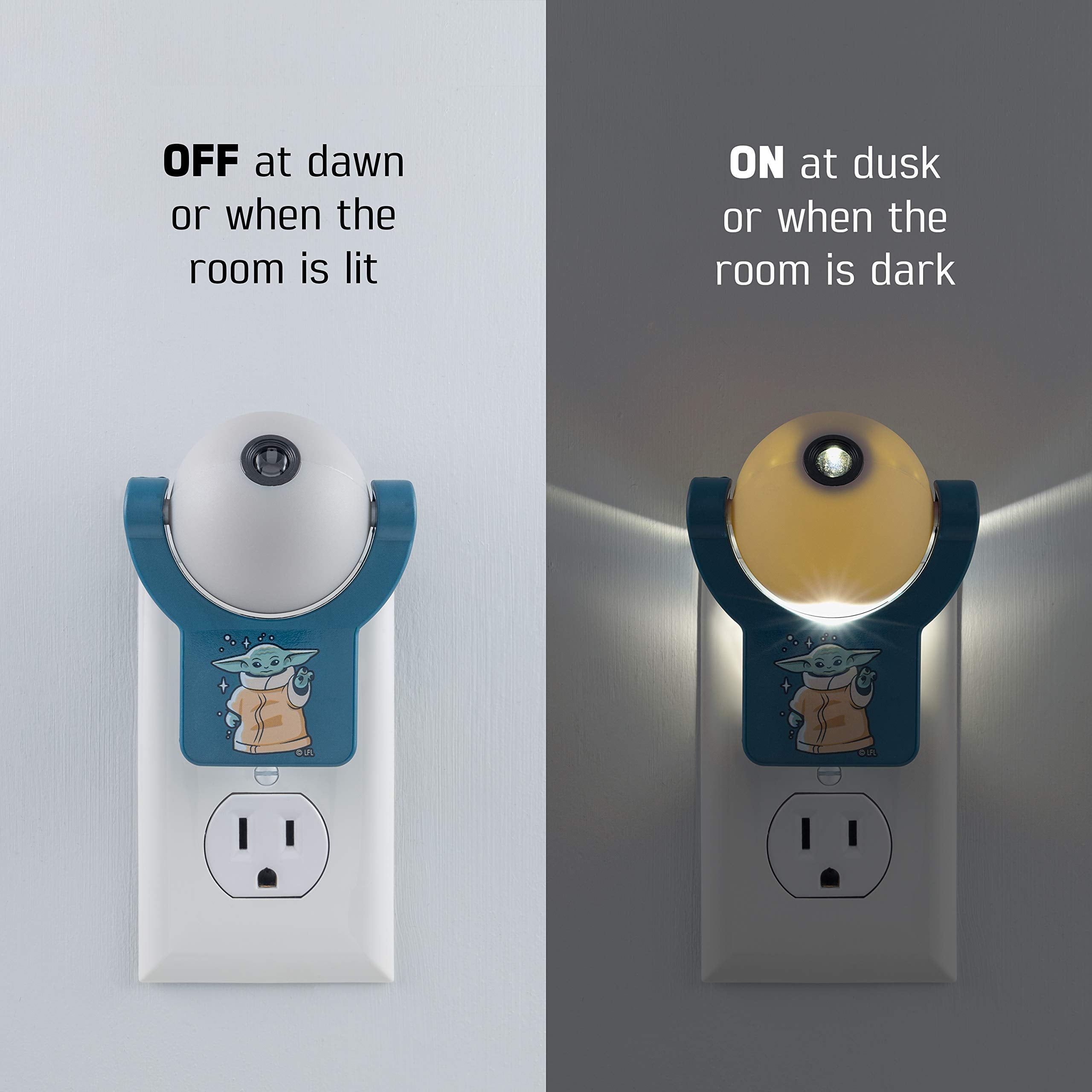 Projectables Star Wars LED Night Light, Mandalorian, Plug-in, Dusk to Dawn, 1 Image, Blue - Grogu, Model 53814