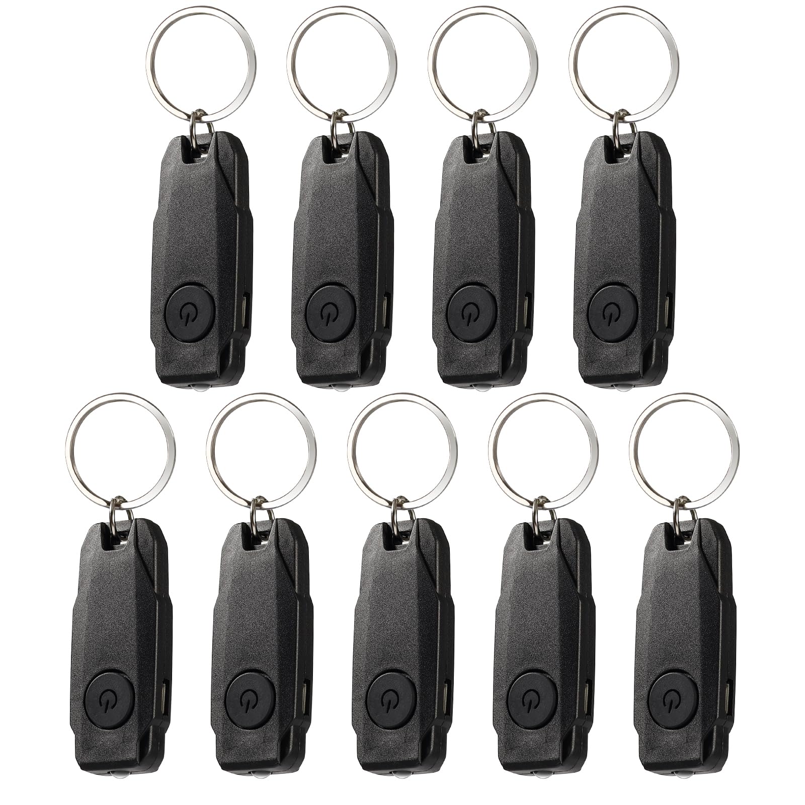 BARRYSAIL USB Rechargeable Keychain Light, 9pcs Mini LED Flashlight with Keyring, Great EDC Tool, Gift for Kids Teens (9, Black)