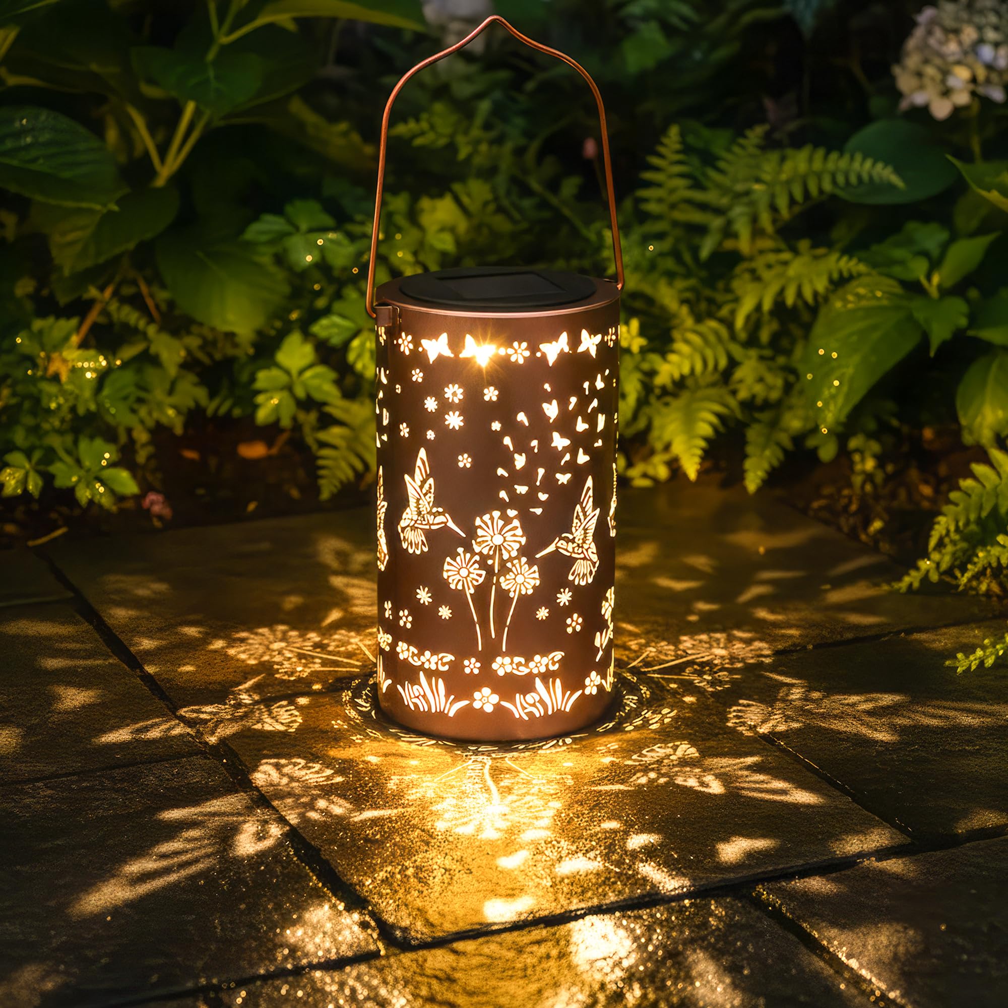 FLAGWIX Hummingbird Solar Lanterns Outdoor Waterproof Garden Decor for Outside Gifts for Women Men Birthday Gifts for Mom Grandm