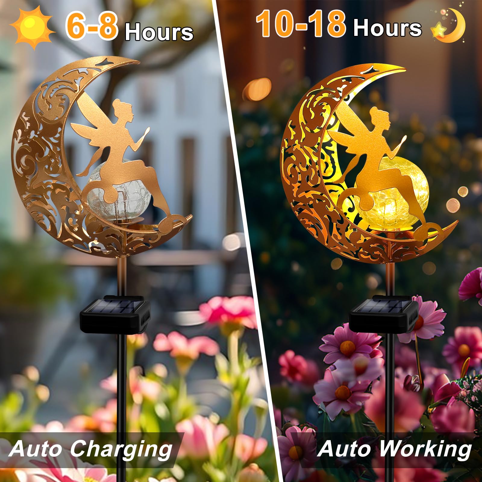 YJFWAL Garden Solar Lights Pathway Stake, Warm White, Angel Decor, 1 Pack, Model 714216436217, Waterproof Outdoor Decor for Yard and Garden