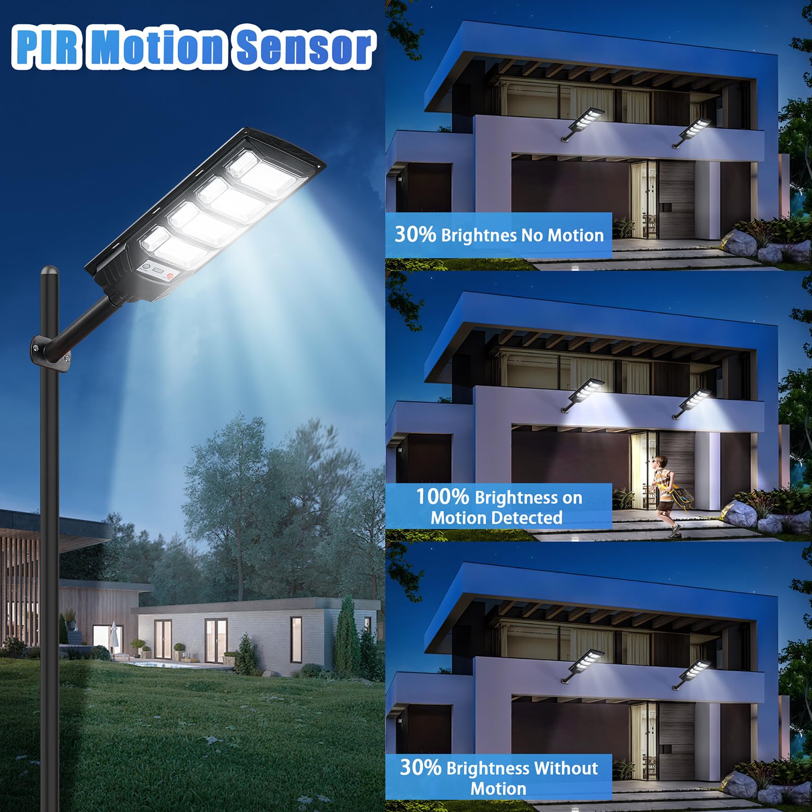 4 Pack Solar Street Lights Outdoor Waterproof 10000Lm 6500K, Solar Light Outdoor Dusk To Dawn With Wide Angle Motion Sensor And