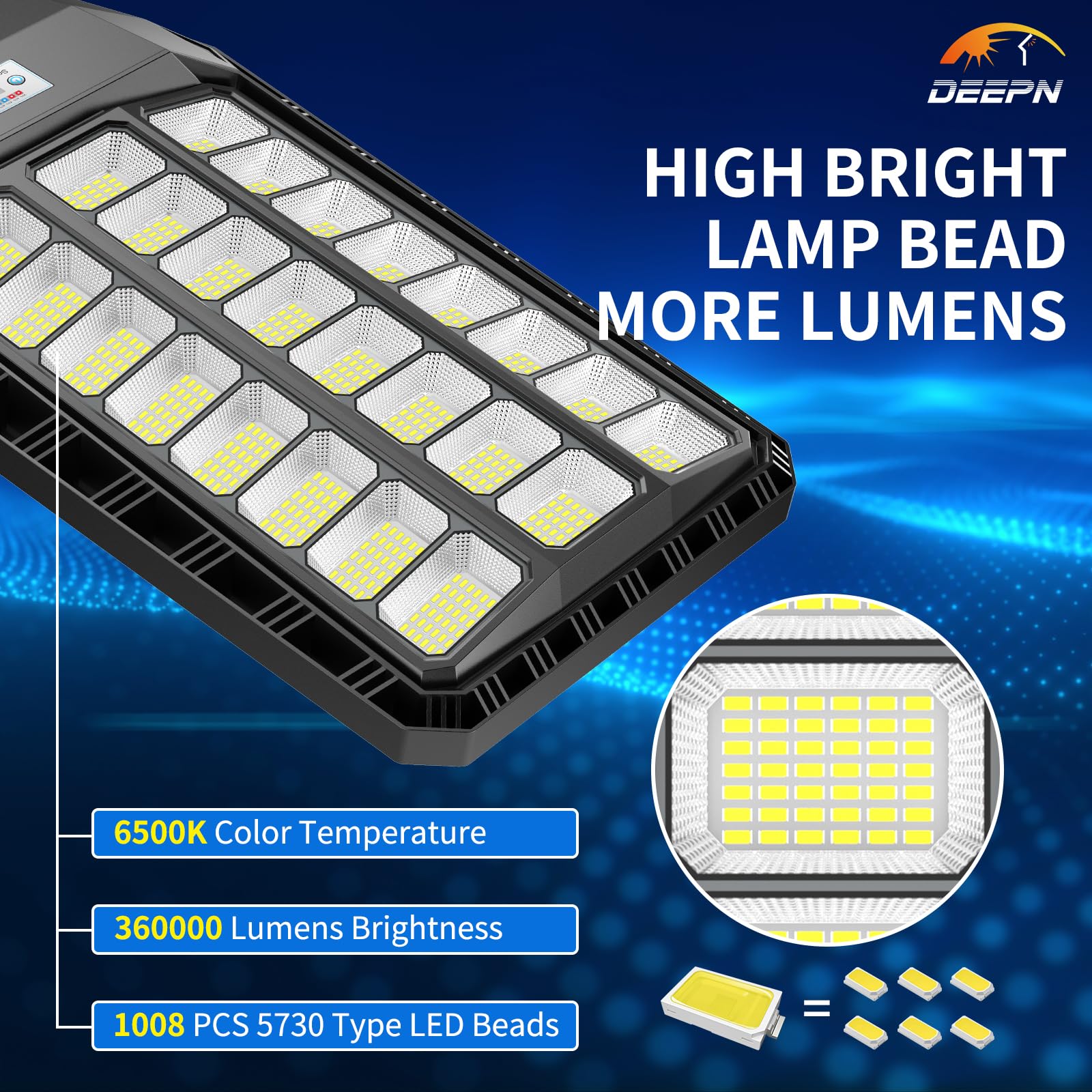 Solar Street Light Outdoor, 5000W Solar Parking Lot Lights, 360000Lm Solar Lights Outdoor, Ip67 Solar Lights For Outside Dusk To Down Outdoor Lighting For Yard, Garden(4 Pack)