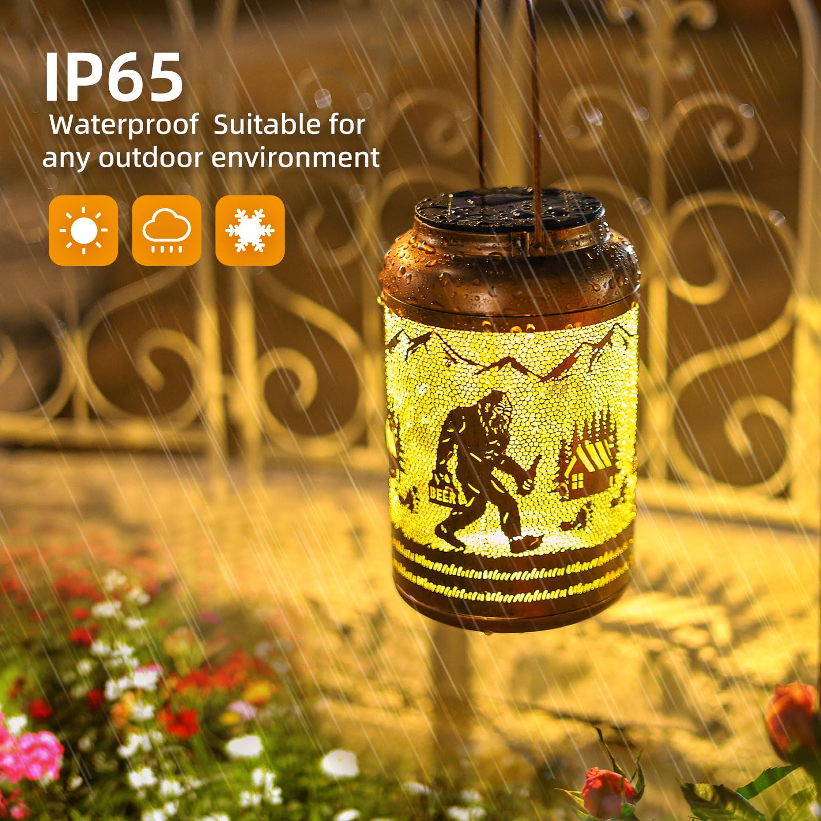 2Pack Solar Lanterns Outdoor Waterproof Hanging Bigfoot Solar Lights Big Foot Sasquatch Gifts For Women Mom Grandma Metal Decorative Led Light For Garden Decor  Yard  Patio  Lawn  Porch