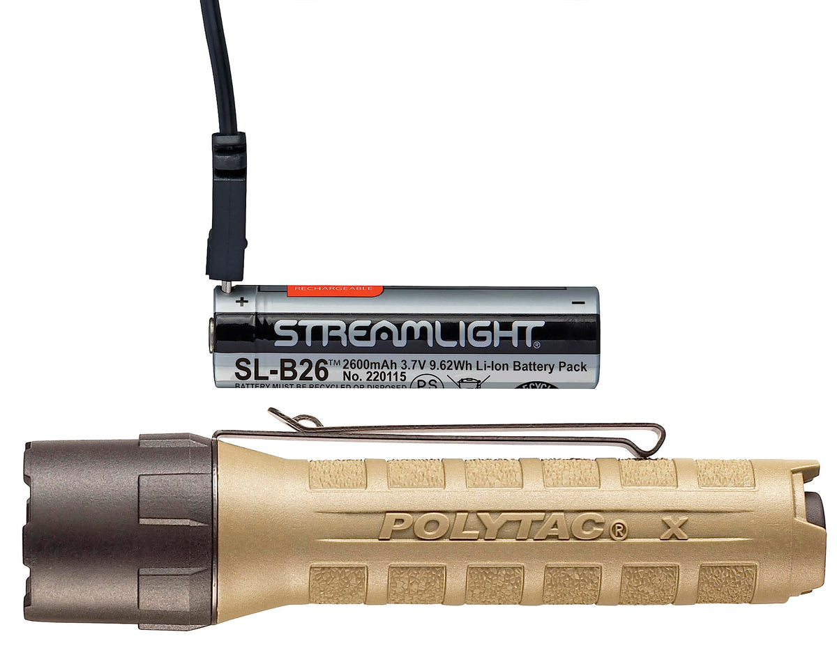 Streamlight 88612 Polytac X Usb 600-Lumen Multi-Fuel Professional Tactical Flashlight, Clear Retail Packaging, Coyote