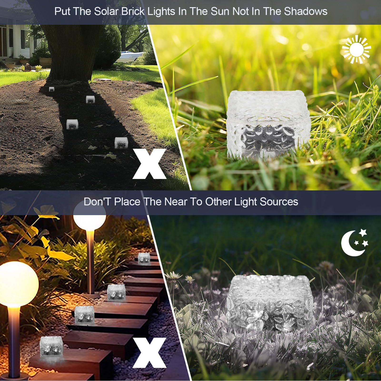 Mlknk Solar Brick Lights-Outdoor Solar Lights For Yard-Solar Brick Landscape Path Light 3 Pack Led Light Brick Garden Decor For Pathway Patio Walkway Backyard Decoration