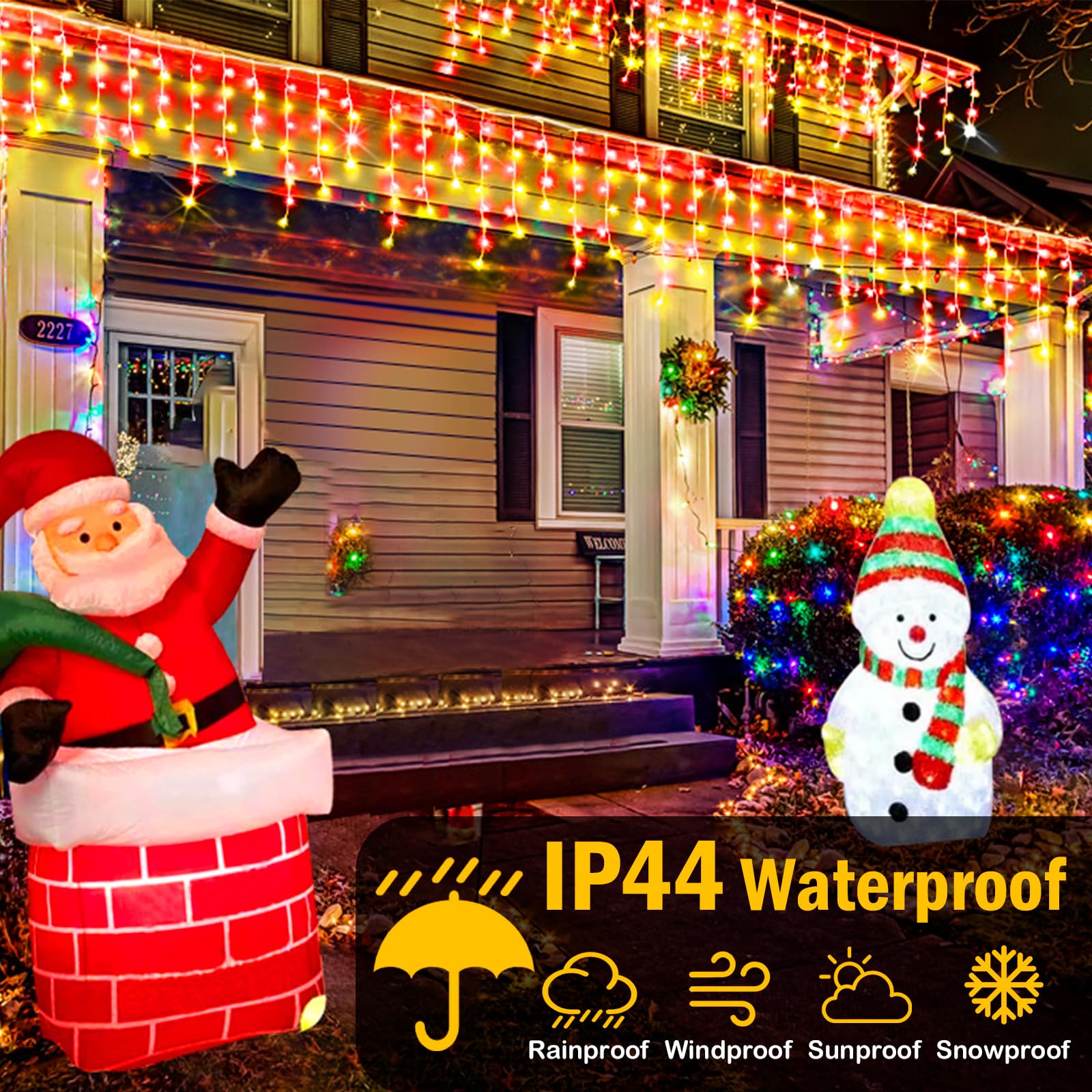 Heceltt Christmas Lights Outdoor, 2 Pack Total 98Ft 960 Led Ice Lights For Outside With 180 Drops 8 Modes Timer Memory, Plug In