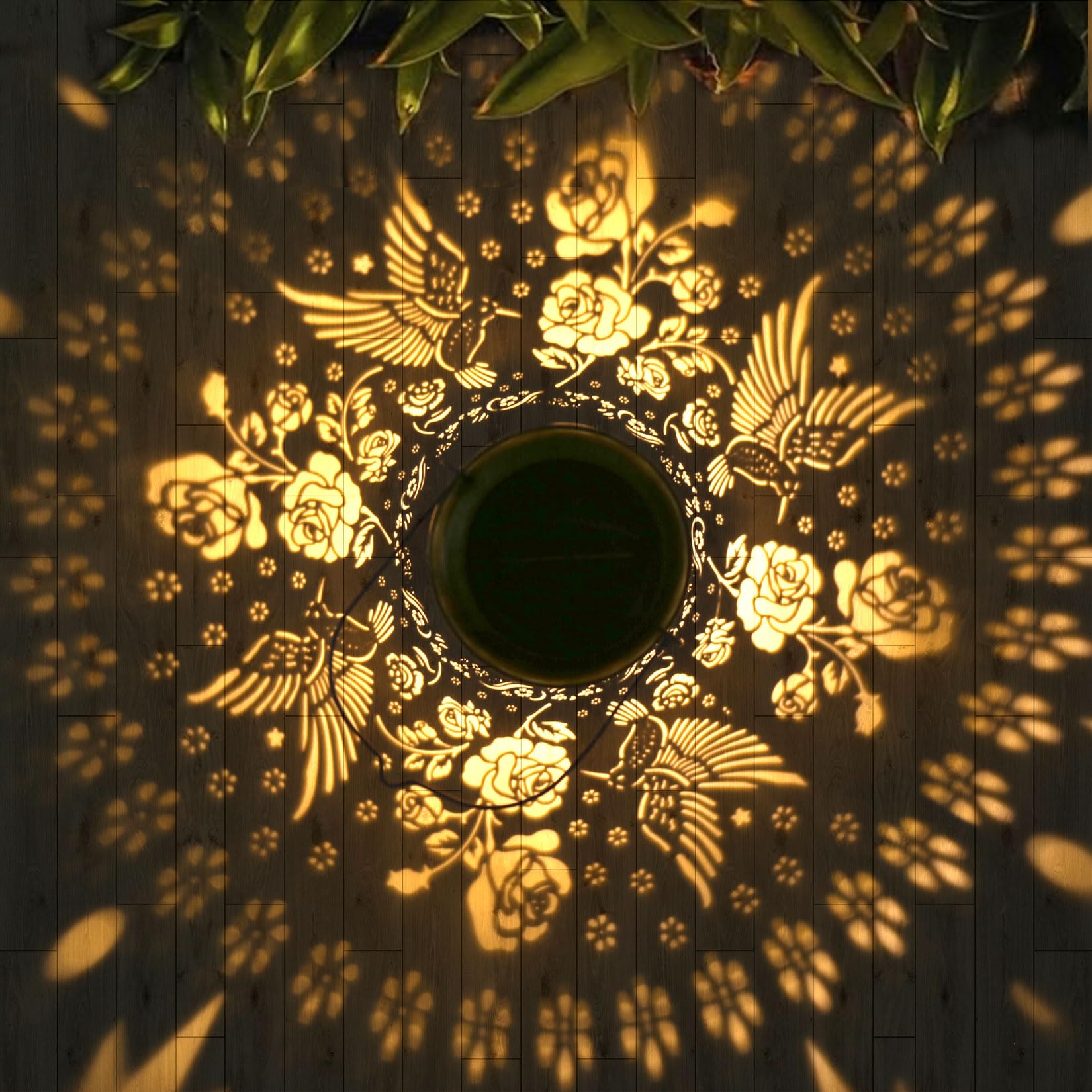 Kaixoxin Solar Garden Decor Metal Lantern Hummingbird Table Lamp Bronze Outdoor Dercoration Great Gift For Women Mon Grandma Han