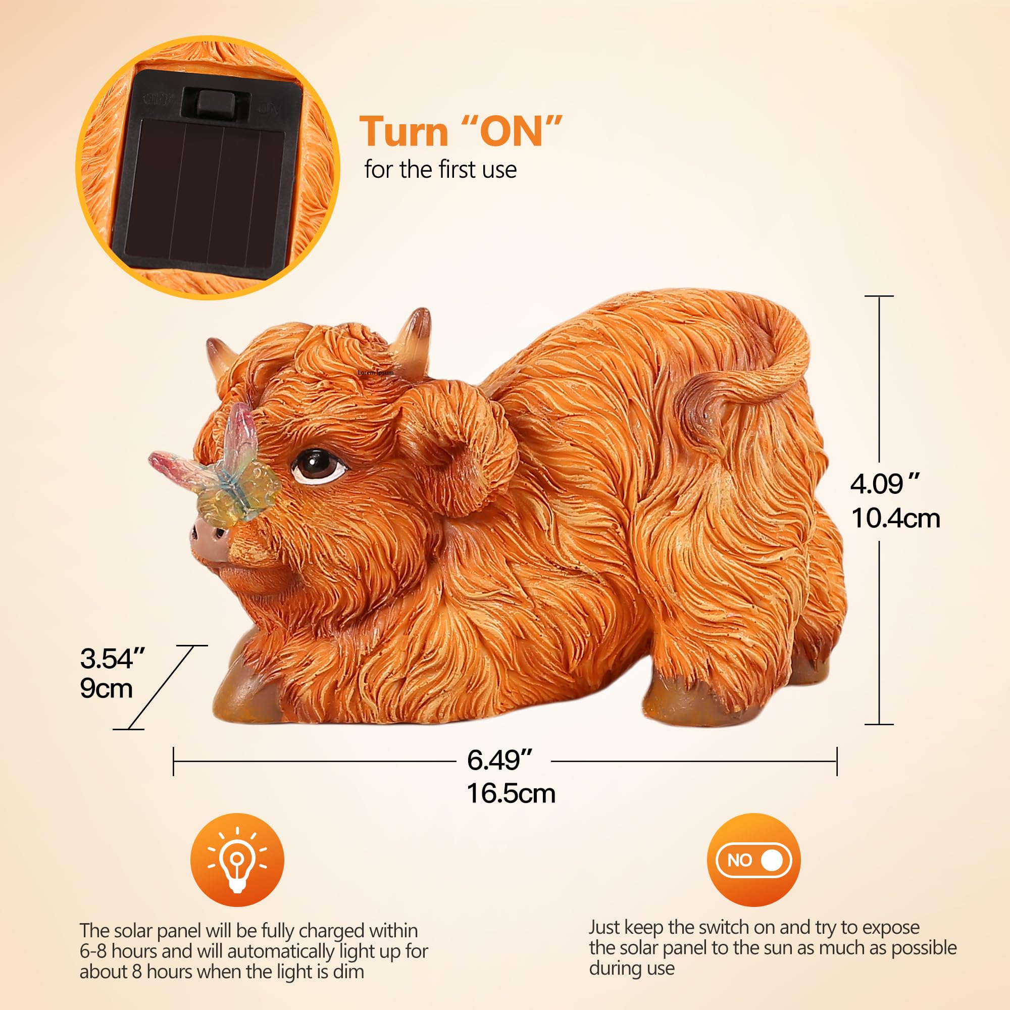 Highland Cow Solar Powered Outdoor Garden Statue  Resin Highland Cow Statue With Solar Light Lantern  Decorative Lawn  Yard Outdoor Highland Cow Decor. Unique Home Decorations  Gifts For Women