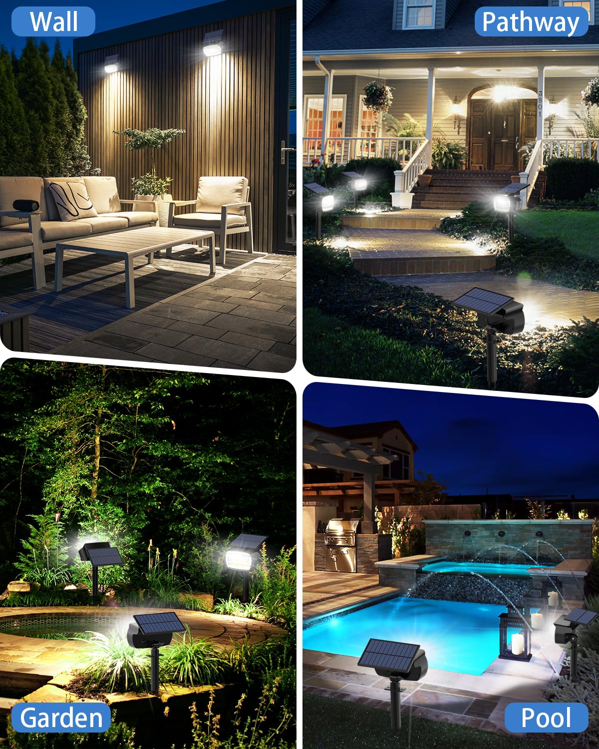 Fabrito Solar Spot Lights Outdoor 136 Leds  Big Brighter Lighting Solar Lights Outdoor  4 Pack Ip65 Waterproof Landscape Spotlights Auto On/Off For Yard  Garden  Pathway  Plants Tree (Cool White)
