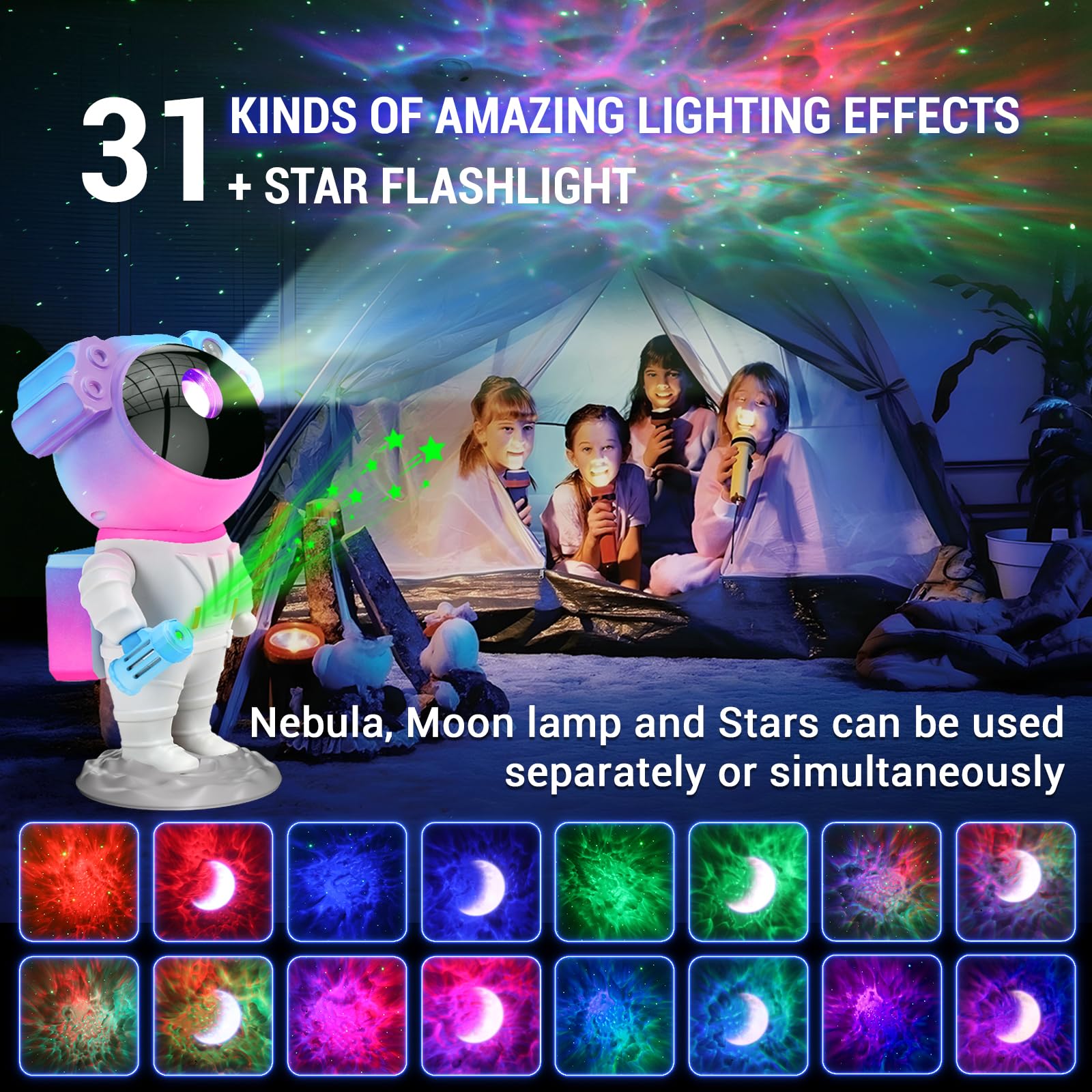 Astronaut Galaxy Star Projector Led Night Light For Bedroom,Auyle Star Projector Night Light Projector Led Ceiling Ambient Lamp