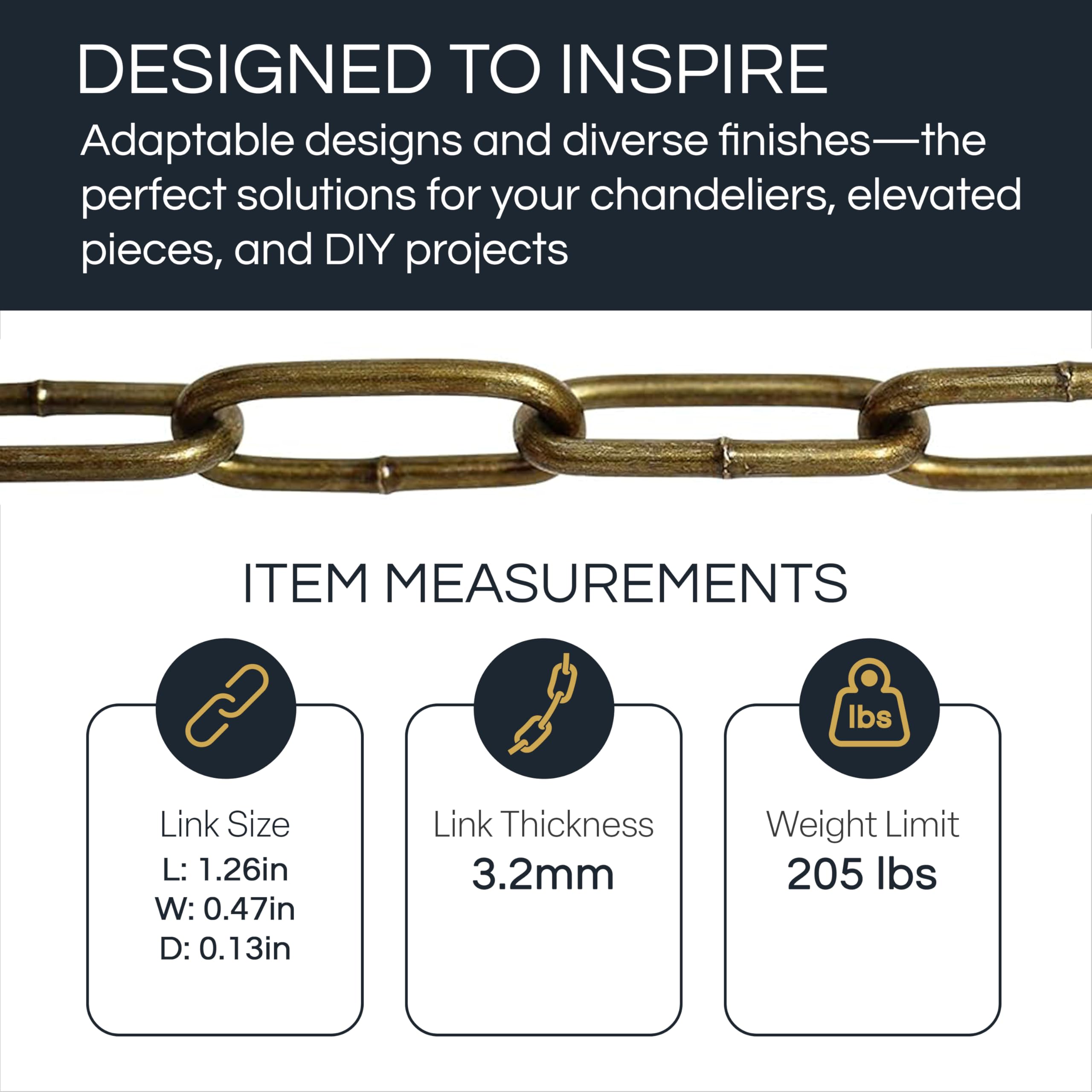 RCH Hardware Decorative Solid Steel Oval Link Fixture Chain, 9 Gauge, 10 Foot, Polished Nickel Finish, Model CH-S59-04-PN-10