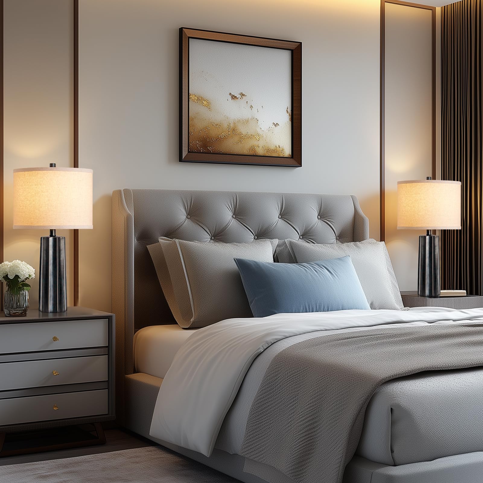 Roriano Set Of 2 Vintage Table Lamps For Bedroom Living Room, 24'' Traditional Farmhouse Resin Desk Lamps Rustic Modern Nightsta