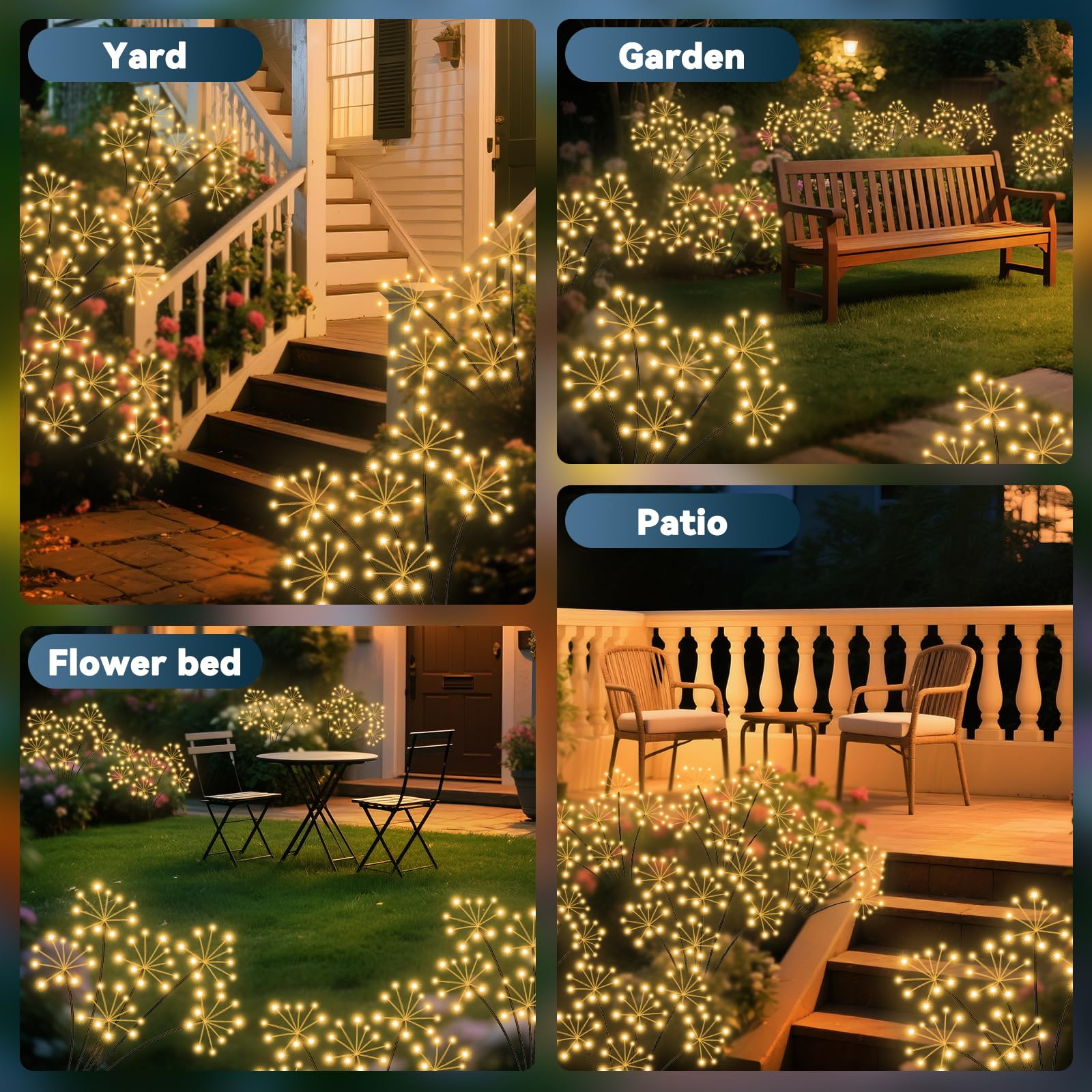 Slyuexu Solar Garden Lights 6 Pack, Waterproof Swaying Starburst, Warm White, Outdoor Decoration for Yard, Patio, Pathway