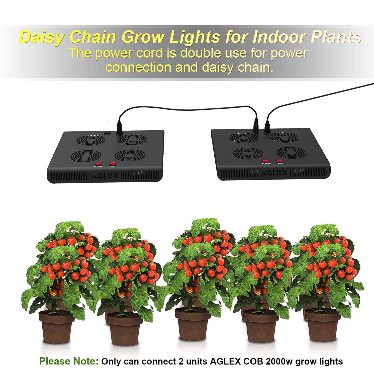 Aglex 420W Cob Led Grow Light, Full Spectrum Plant Grow Lamp With Daisy Chain Veg And Bloom Switch For Hydroponic Greenhouse Indoor Plant Veg And Flower (C2000)
