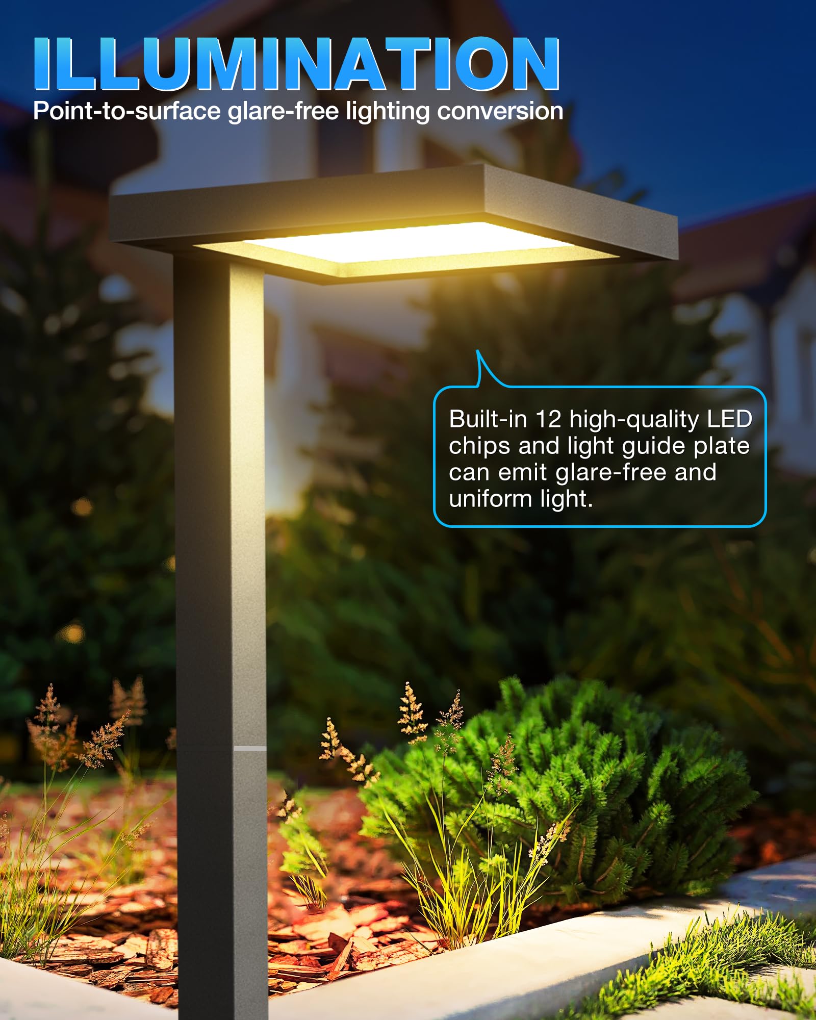 SUNVIE LED Landscape Path Lights, 5W Anti-Glare, 3000K Soft White, Cast-Aluminum, 12 Pack, Wired 12-24V Outdoor Lighting