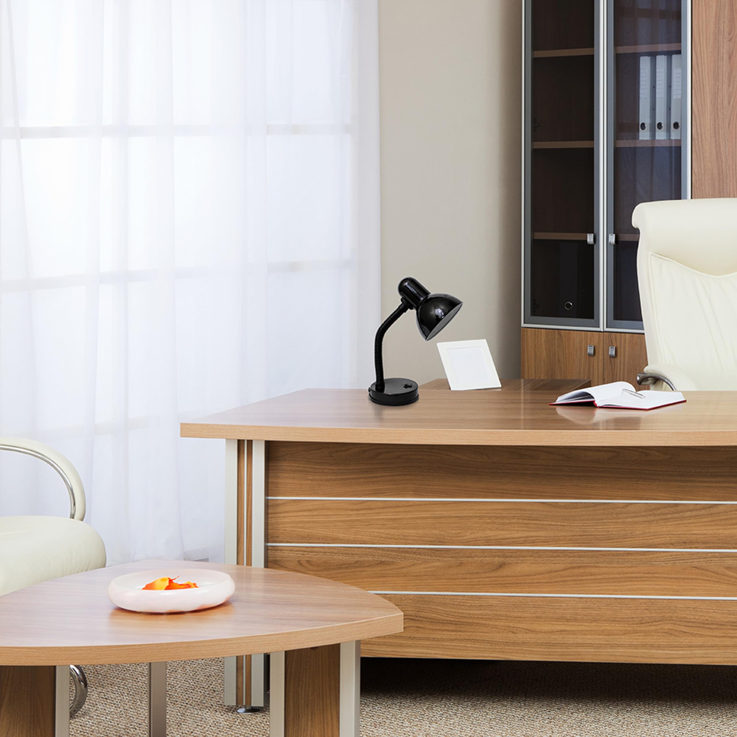 Simple Designs Ld1088-Blk 14.25'' Sleek And Sturdy Classic Gooseneck Study Desk Lamp, Black