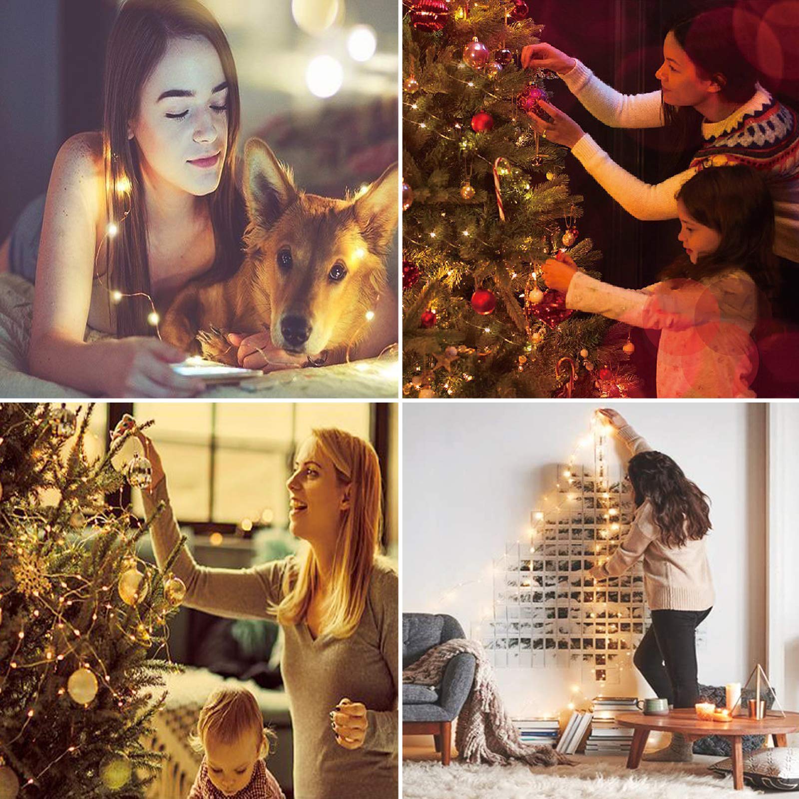 RUICHEN 99Ft 300 LED Silver Wire Fairy Lights Plug in - Warm White String Lights for Indoor/Outdoor Décor