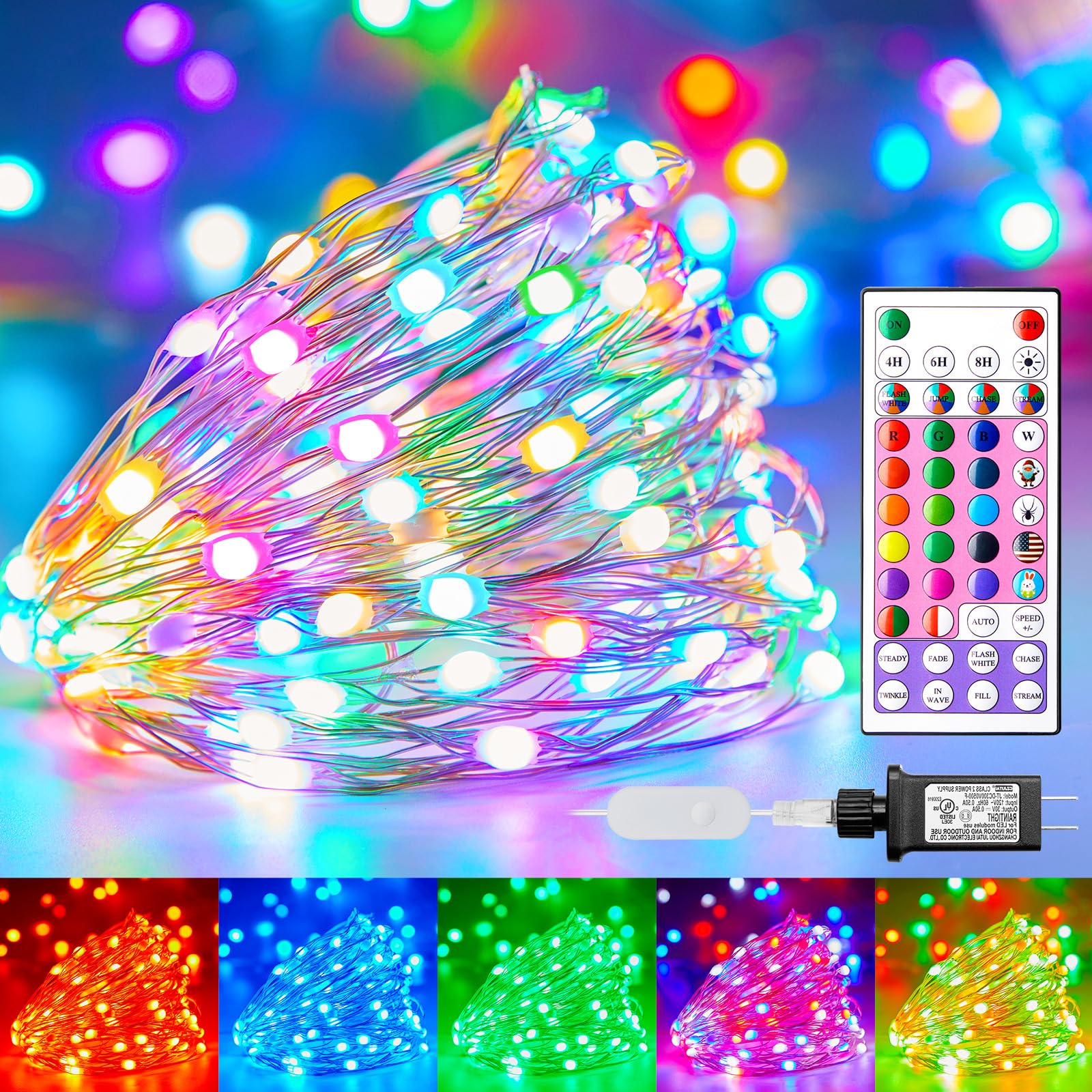 Brightown Color Changing Fairy Lights - 66FT 200 LED String Lights with Remote, 12 Modes, 22 Colors, Indoor Use