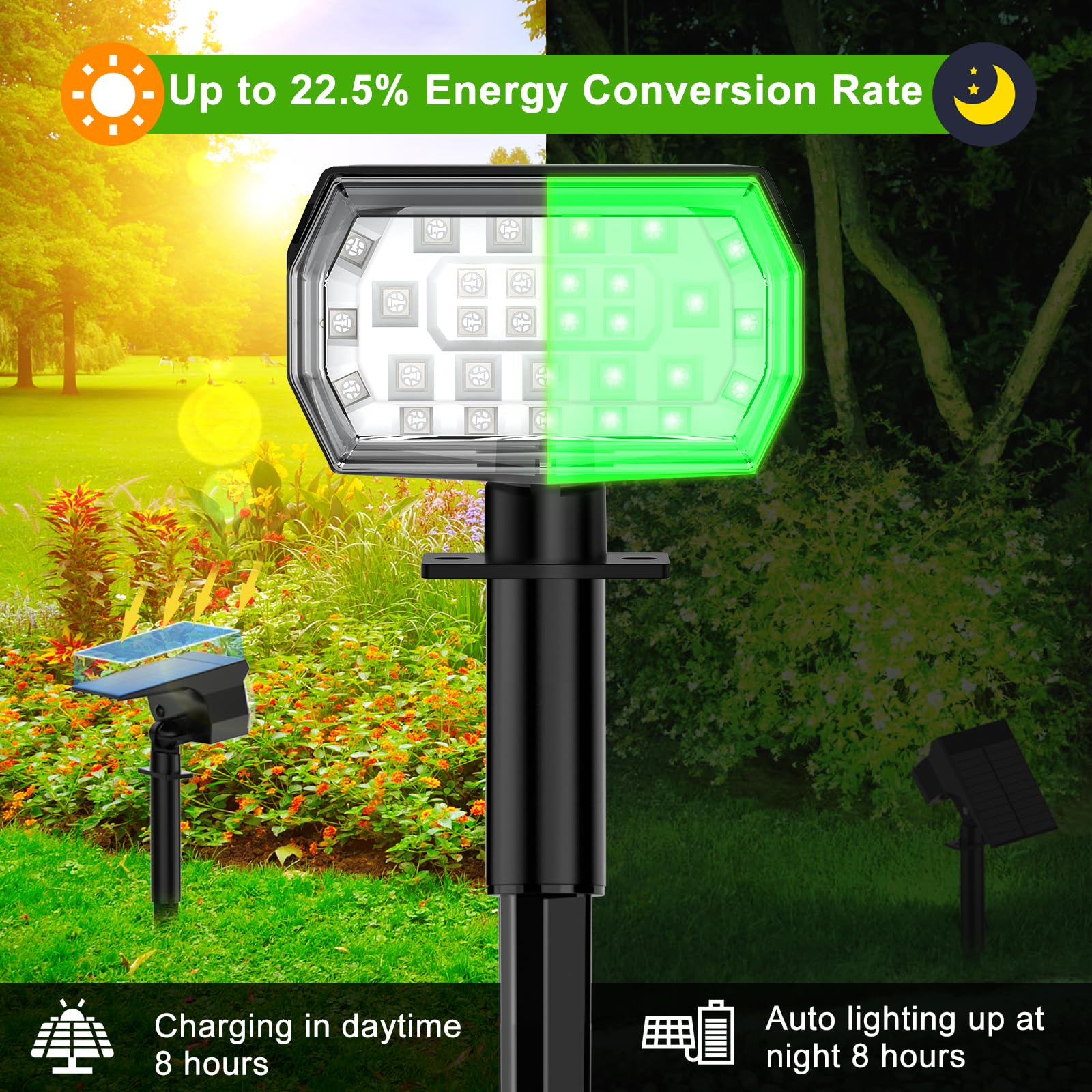 LANSOW Solar Spot Lights Outdoor, 8 Pack Color Changing, Waterproof Landscape Lighting for Yard Garden Pathway