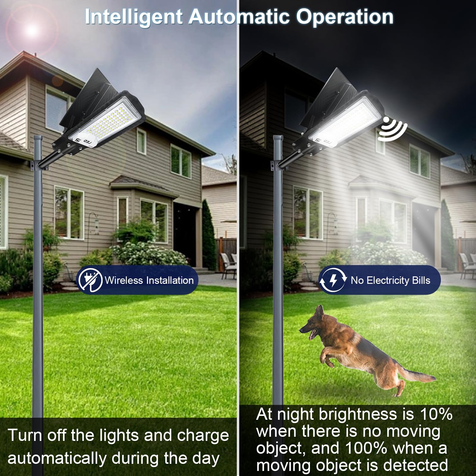 Indmird Solar Street Lights, 30000LM, IP66 Waterproof, Motion Sensor, Remote Control, Aluminum, White Light, Model CHX004