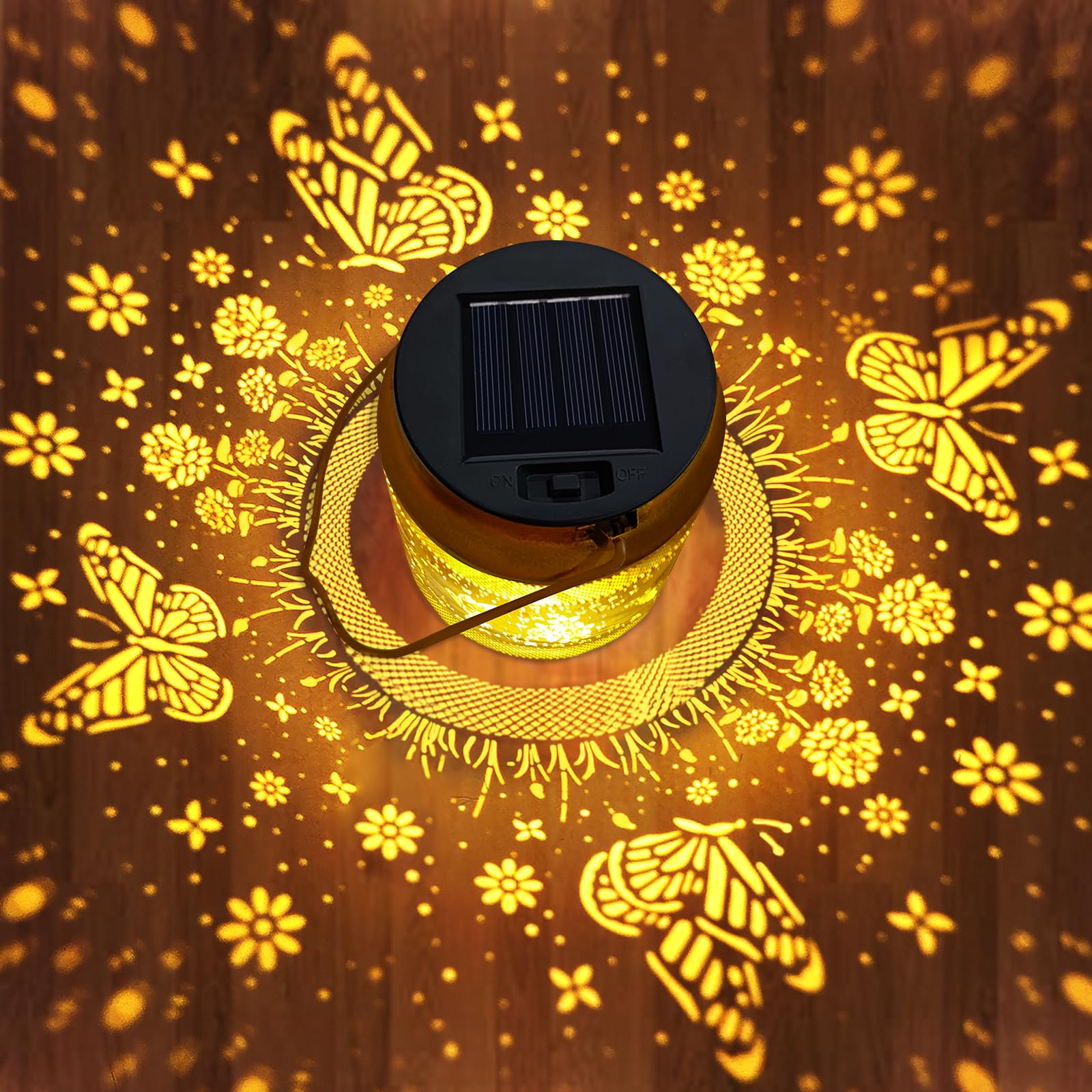 Butterfly Solar Lanterns Outdoor Waterproof Lights,Hanging Solar Lights Butterfly Gifts for Women Grandma Grandma,Hollowed-Out M