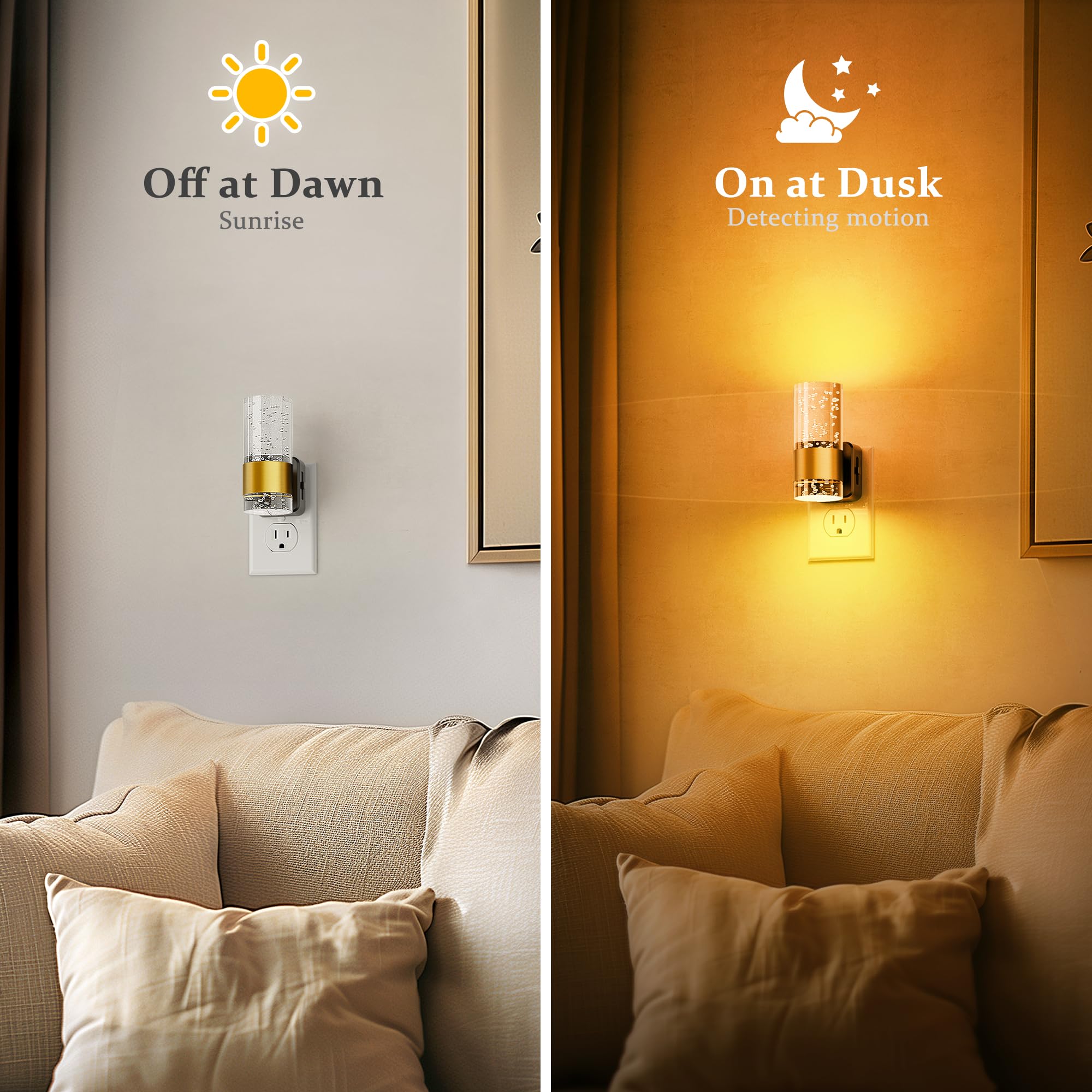 Jandcase Night Light, Automatic Night Lights Plug Into Wall, 2 Pack Dimmable Led Night Light With Adjustable Brightness, Night L