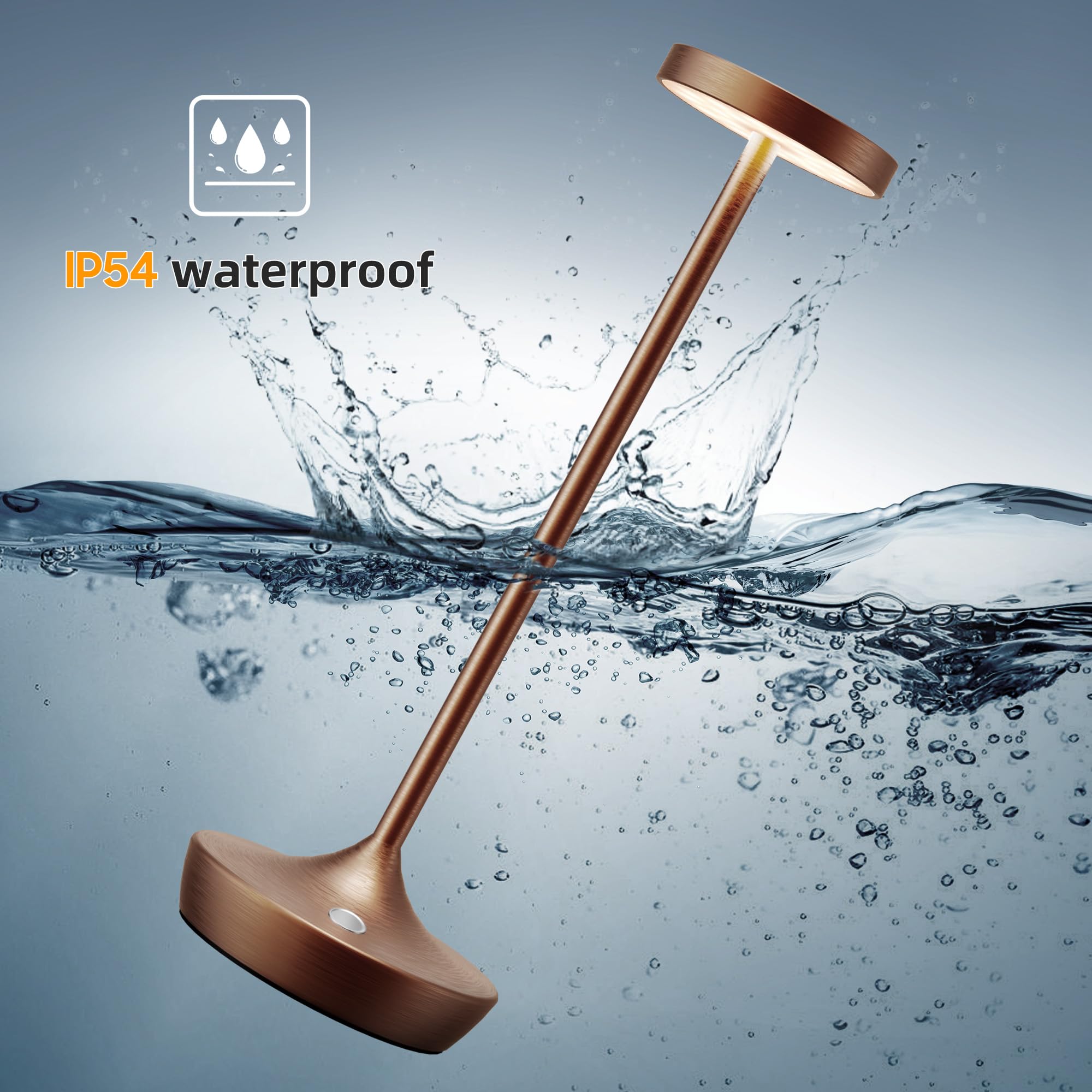 Willdoak Cordless Table Lamp - 6000mAh Rechargeable LED Light, Touch Dimmable, Waterproof, Brown, Model X86, Portable for Outdoor Use