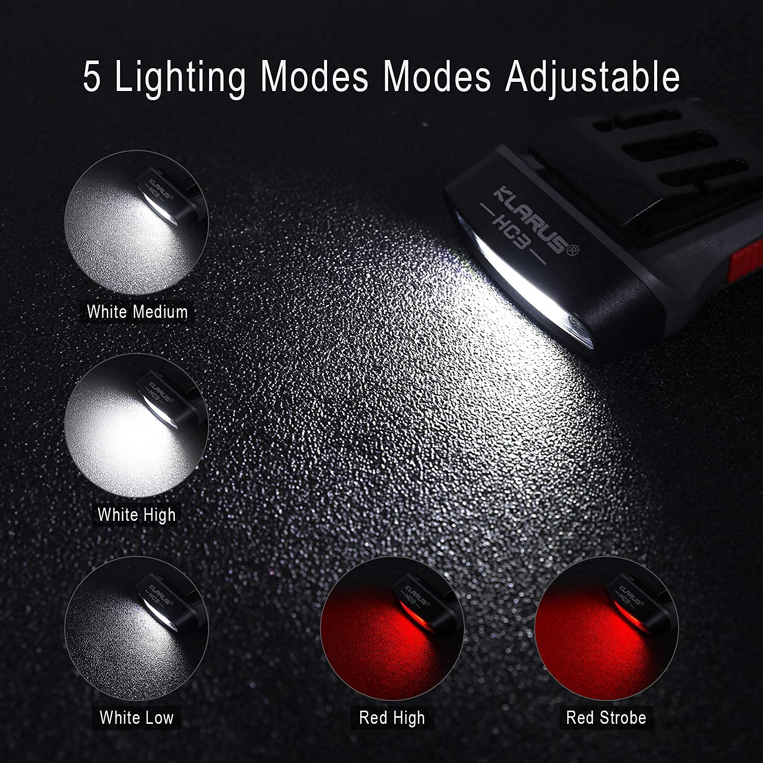 Klarus HC3 Rechargeable Motion Sensor Cap Light - 100 Lumens COB LED - Black Red - Ideal for Fishing, Running, Camping, Reading