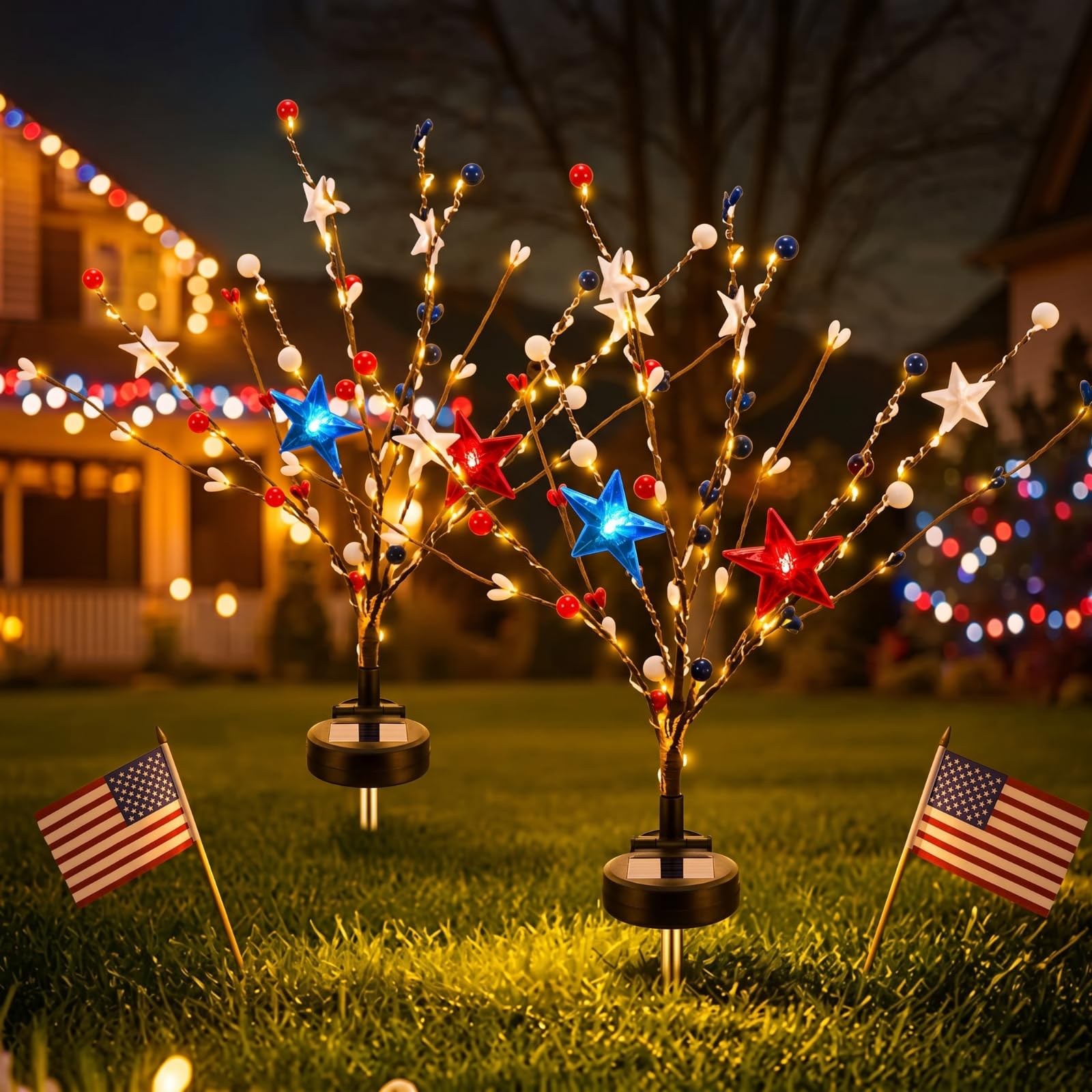 Copkim 2 Pcs Solar Lights Waterproof Stake Lights Decorative Garden Firefly Outdoor Light for Lawn Trails Landscaped Yards Pathw