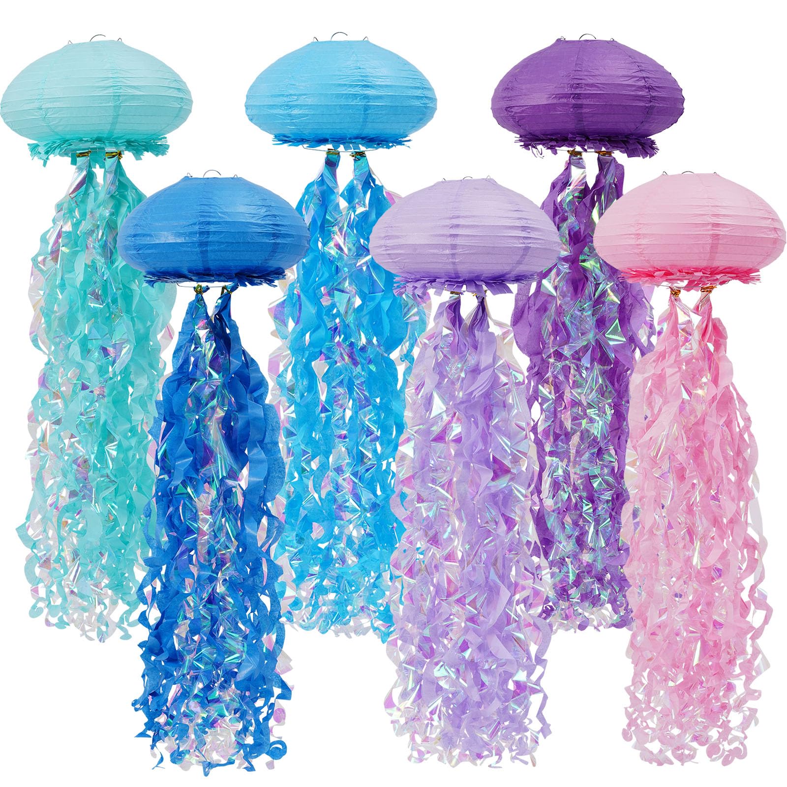 YUNXUAN Mermaid Birthday Decorations, Jellyfish Paper Lanterns Hanging Jellyfish Decorations for Mermaid Baby Shower Ocean Under