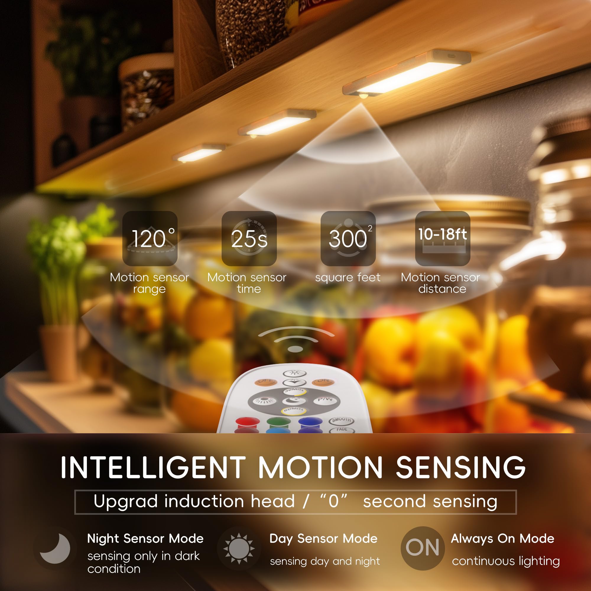 Under Cabinet Lights With Charging Station, 24Led Dimmable Rechargeable Motion Sensor Light Indoor With 15 Color Temperatures, M