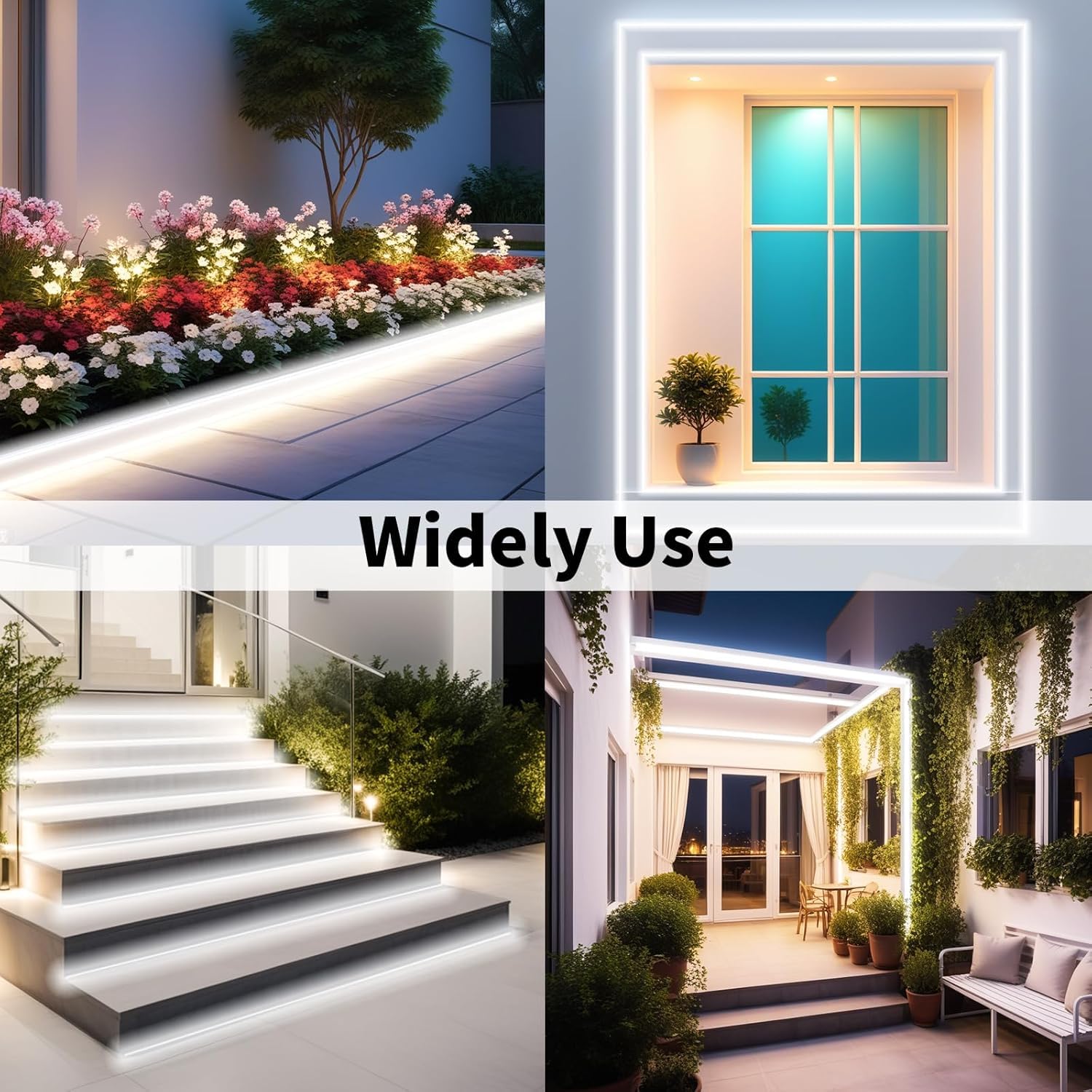 iNextStation LED Neon Rope Light 12V 16.4ft Waterproof Dimmable Flex Silicone White for Indoor Home Decor